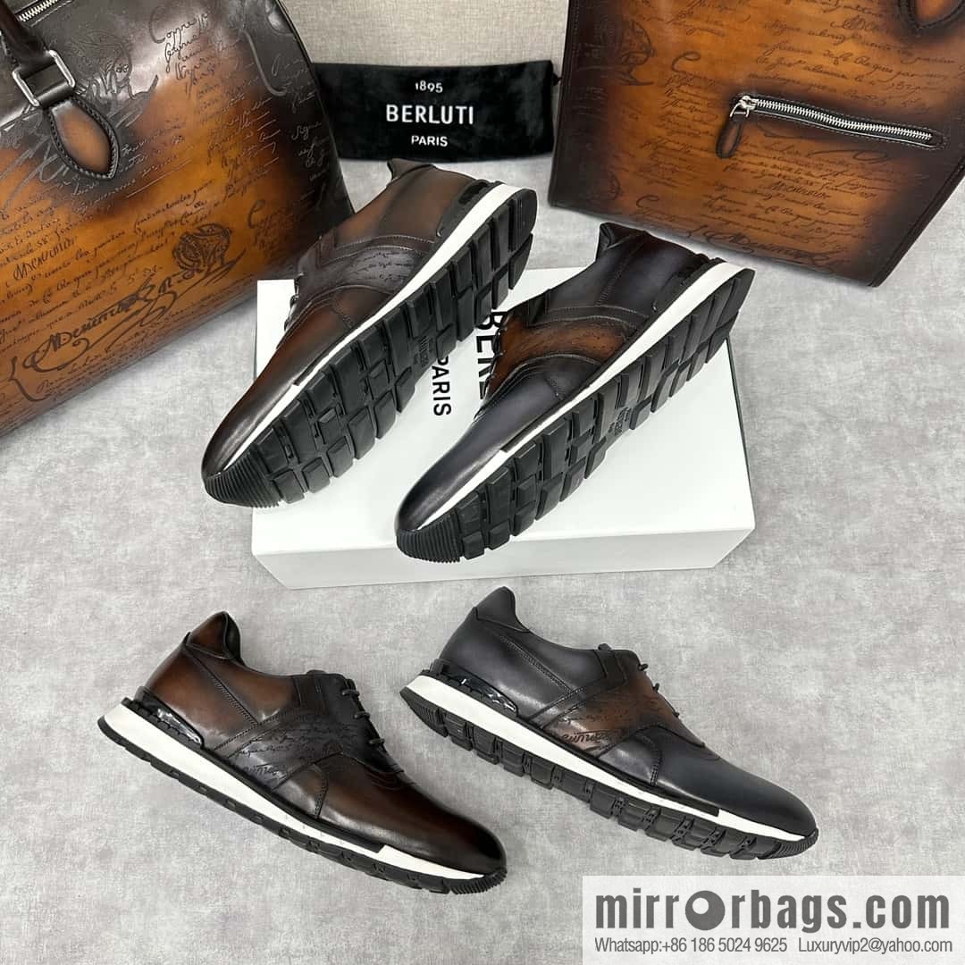 💋💍Berlut Bruti, Upgraded 3rd Generation Private Mold Outsole Fast Track Leather and Nylon Sneakers