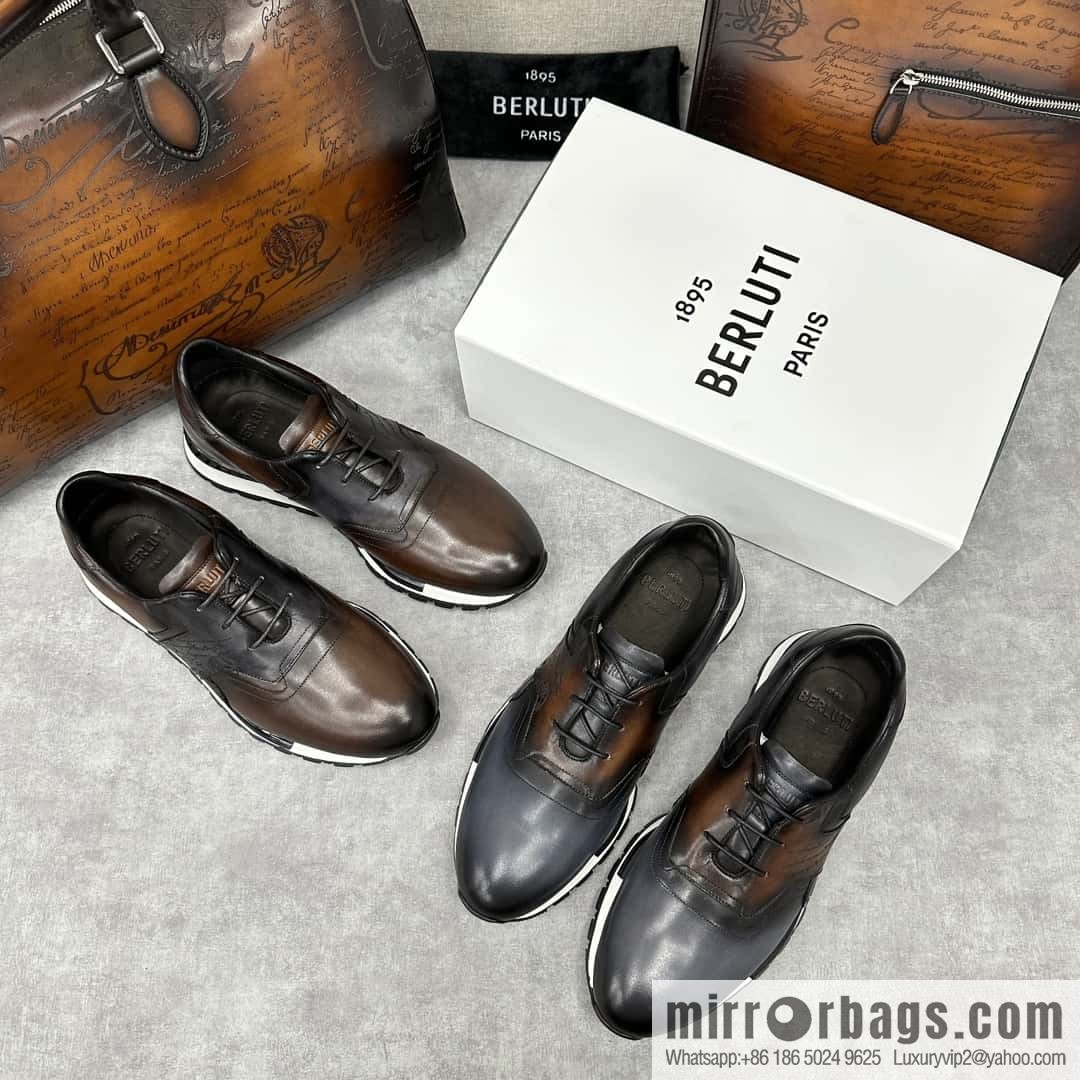 💋💍Berlut Bruti, Upgraded 3rd Generation Private Mold Outsole Fast Track Leather and Nylon Sneakers