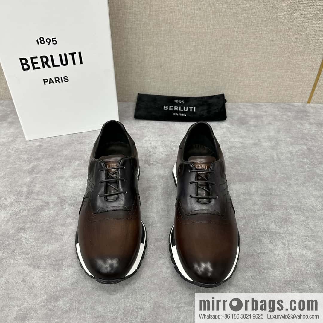 💋💍Berlut Bruti, Upgraded 3rd Generation Private Mold Outsole Fast Track Leather and Nylon Sneakers