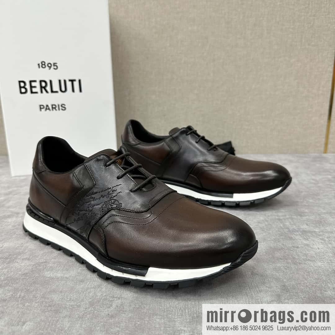 💋💍Berlut Bruti, Upgraded 3rd Generation Private Mold Outsole Fast Track Leather and Nylon Sneakers