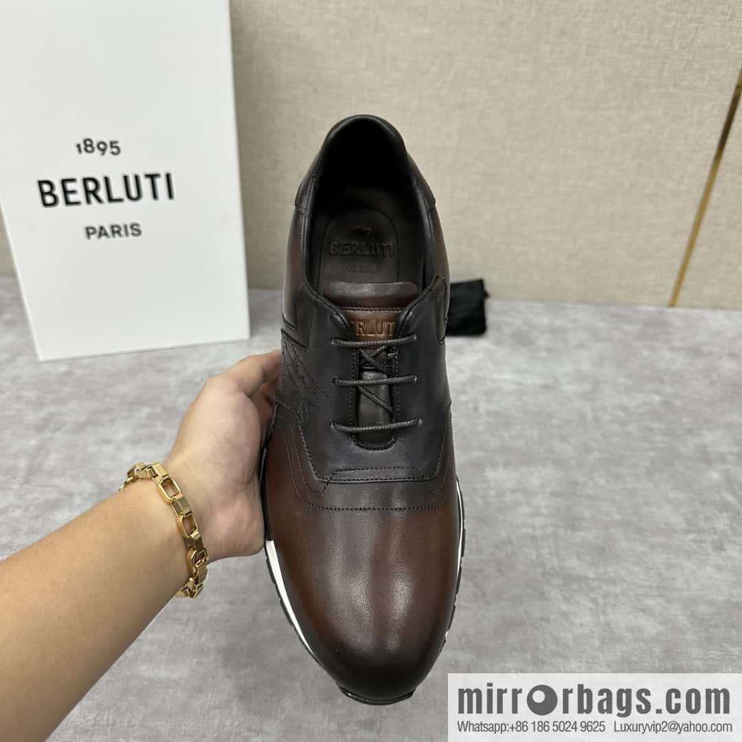 💋💍Berlut Bruti, Upgraded 3rd Generation Private Mold Outsole Fast Track Leather and Nylon Sneakers
