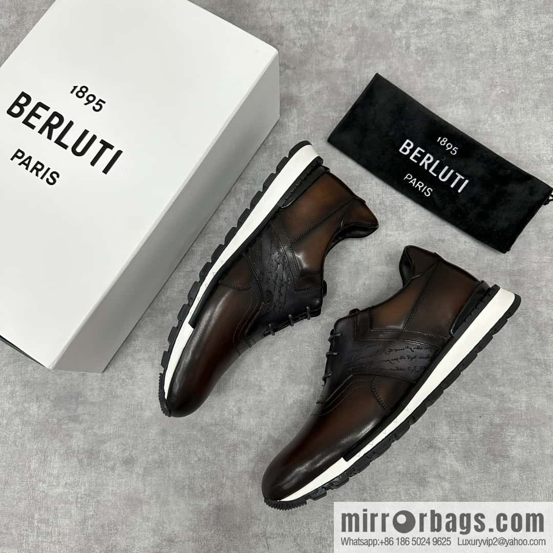 💋💍Berlut Bruti, Upgraded 3rd Generation Private Mold Outsole Fast Track Leather and Nylon Sneakers