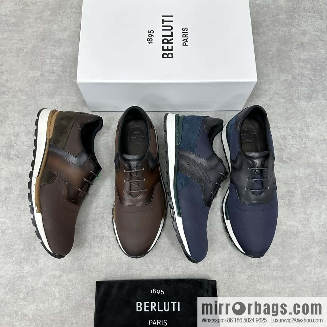 💋💍Berlut Bruti, Upgraded Third Generation Private Model Outsole Run Track Torino Suede Calfskin Sneakers