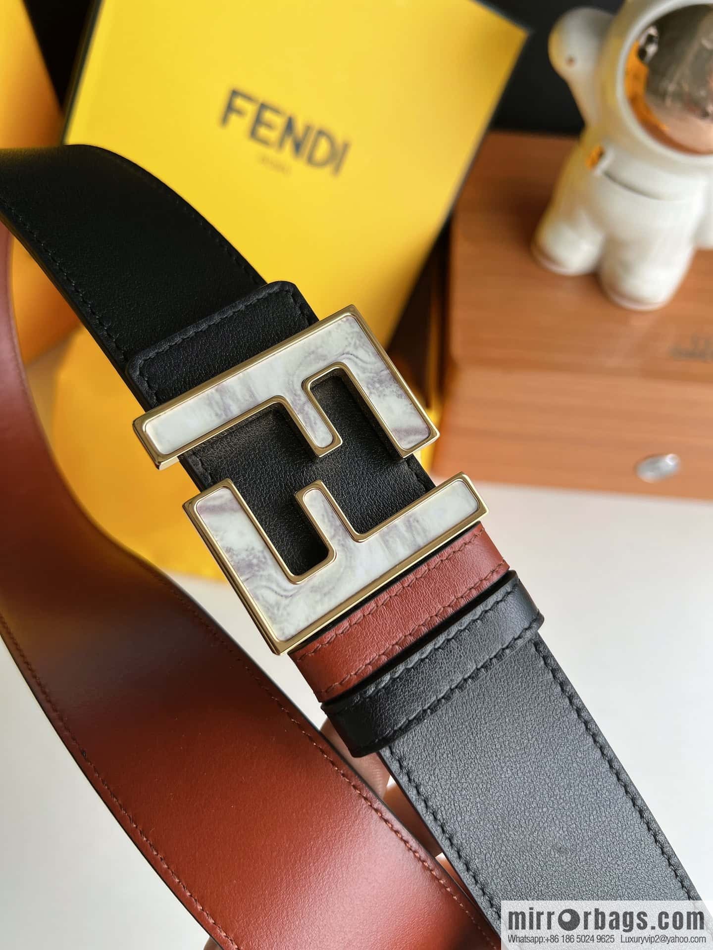 FENDI Fendi FF logo exquisite craftsmanship metal buckle first layer cowhide belt 4.0cm