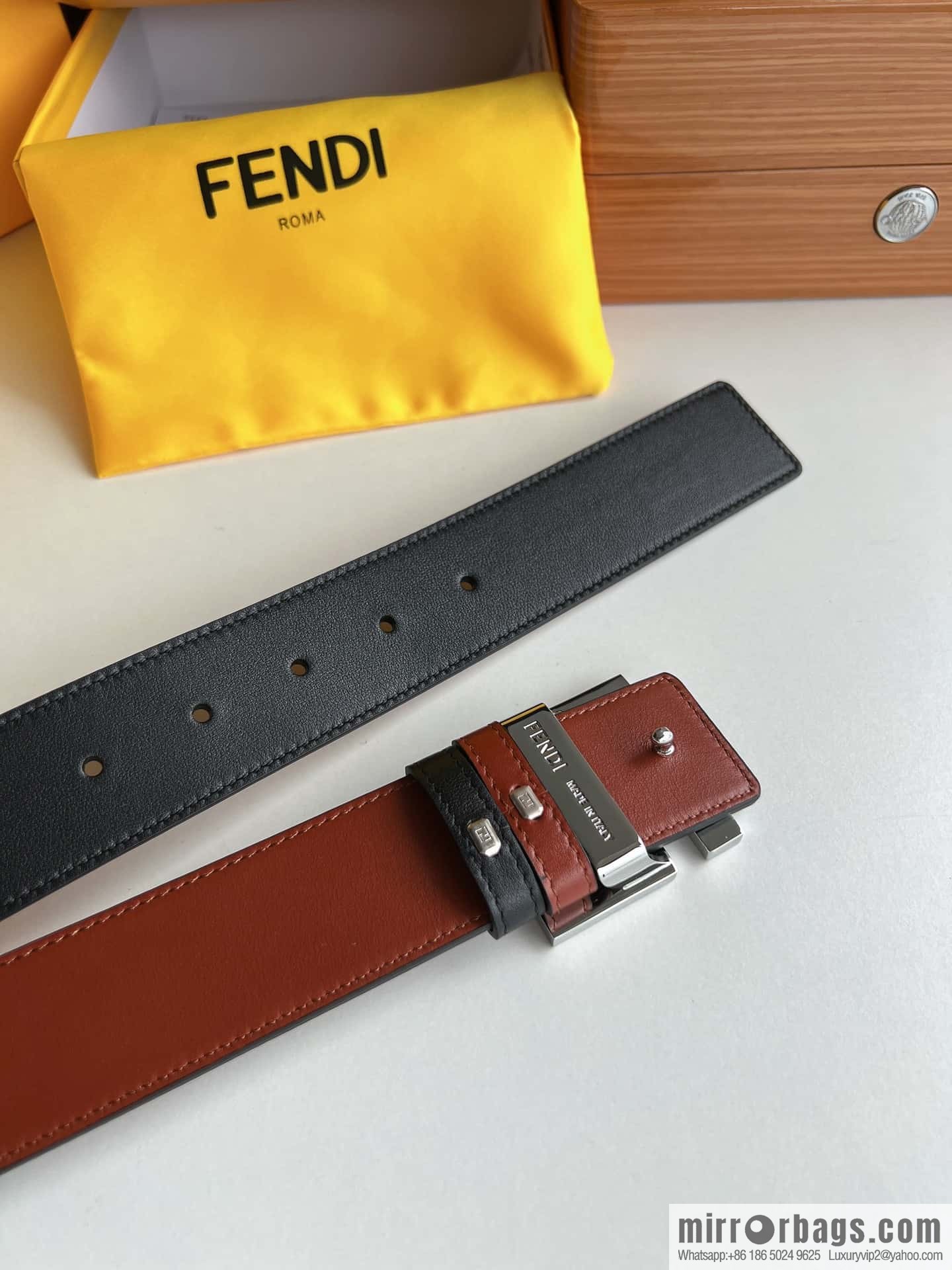 FENDI Fendi FF logo exquisite craftsmanship metal buckle first layer cowhide belt 4.0cm