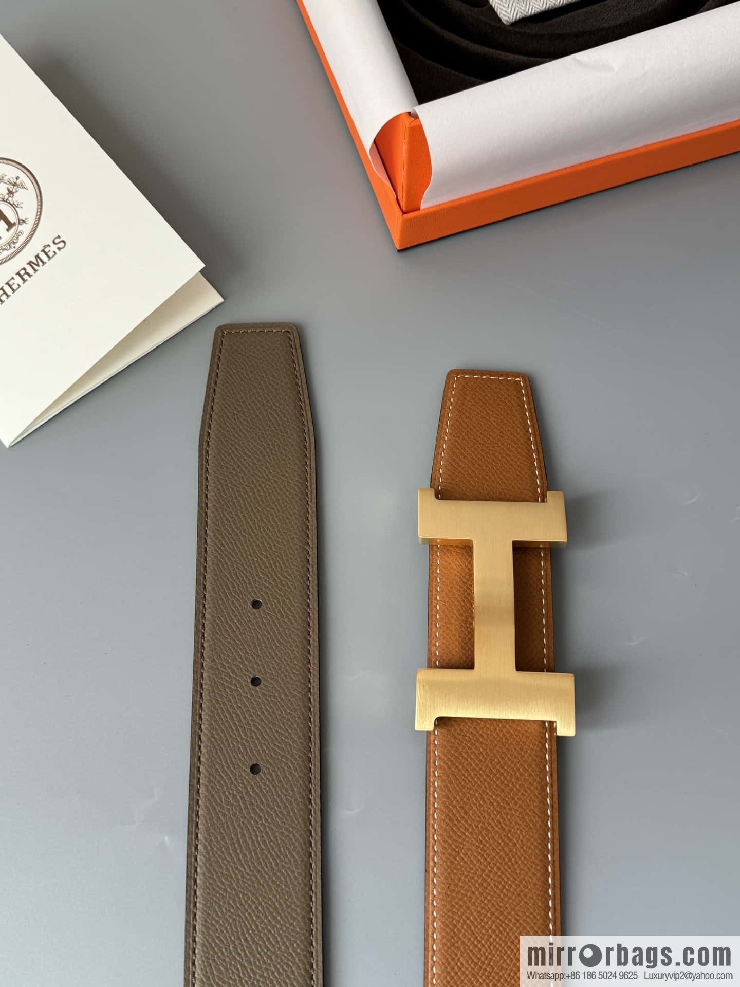 HERMES Double-sided imported palm texture 38mm belt