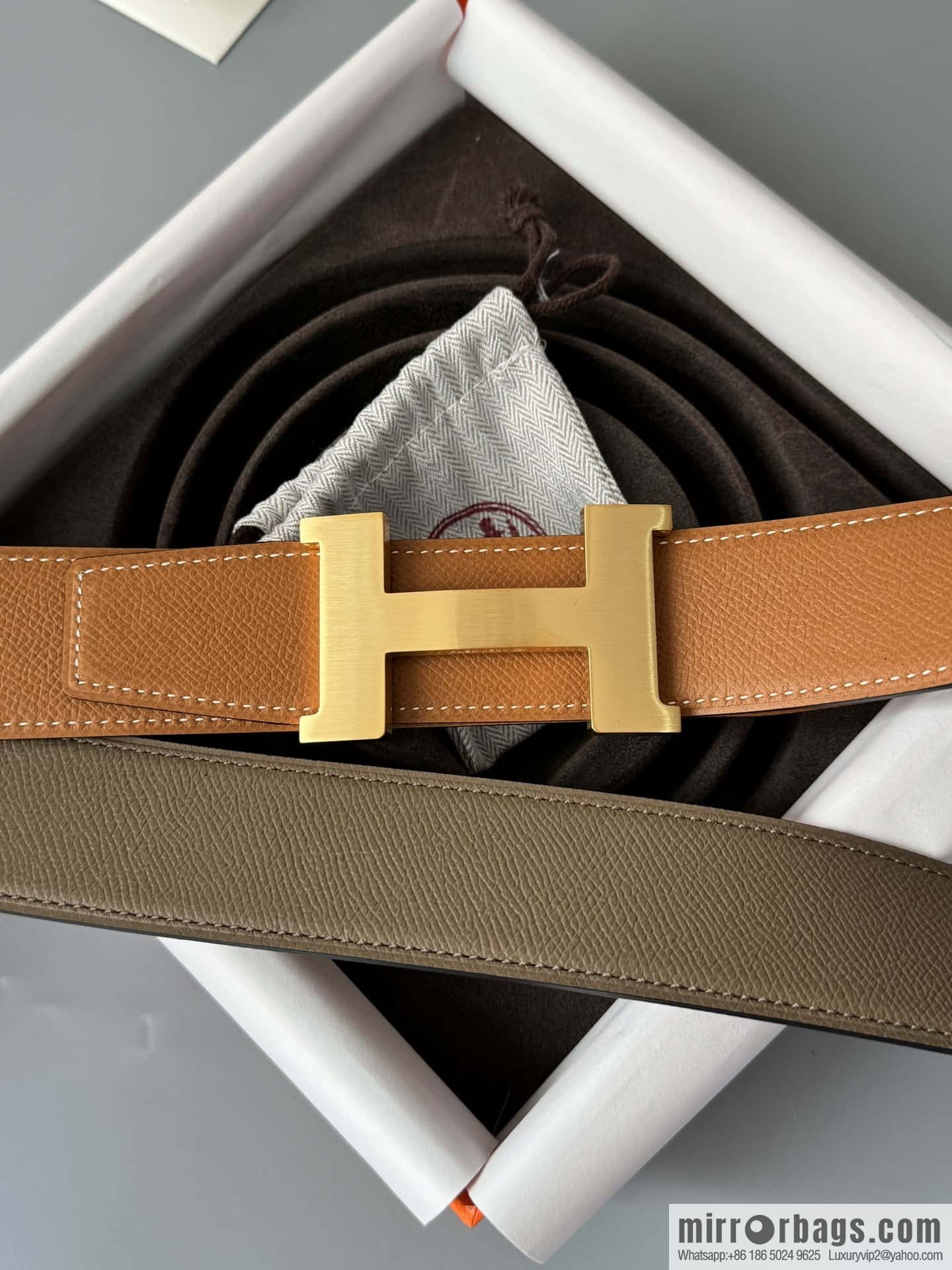 HERMES Double-sided imported palm texture 38mm belt