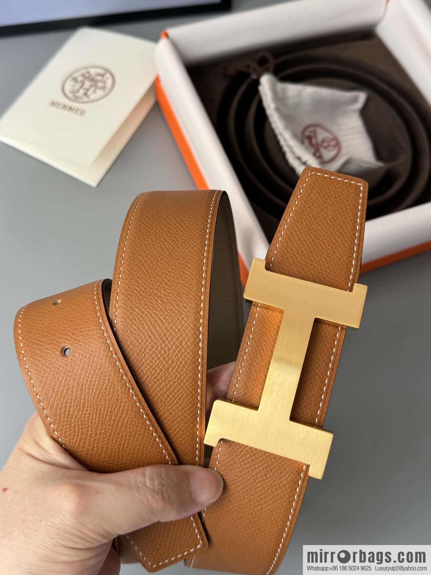 HERMES Double-sided imported palm texture 38mm belt