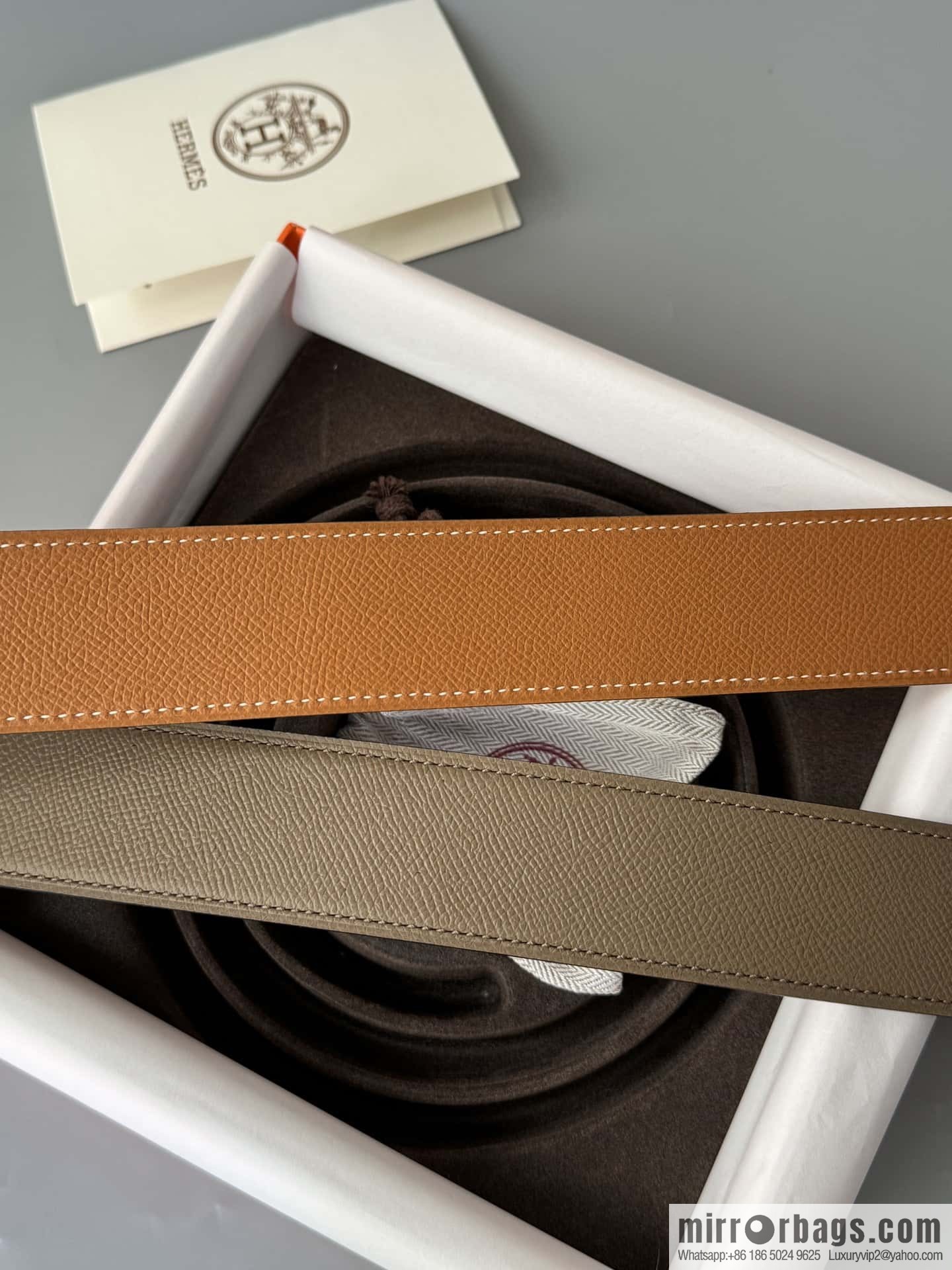 HERMES Double-sided imported palm texture 38mm belt