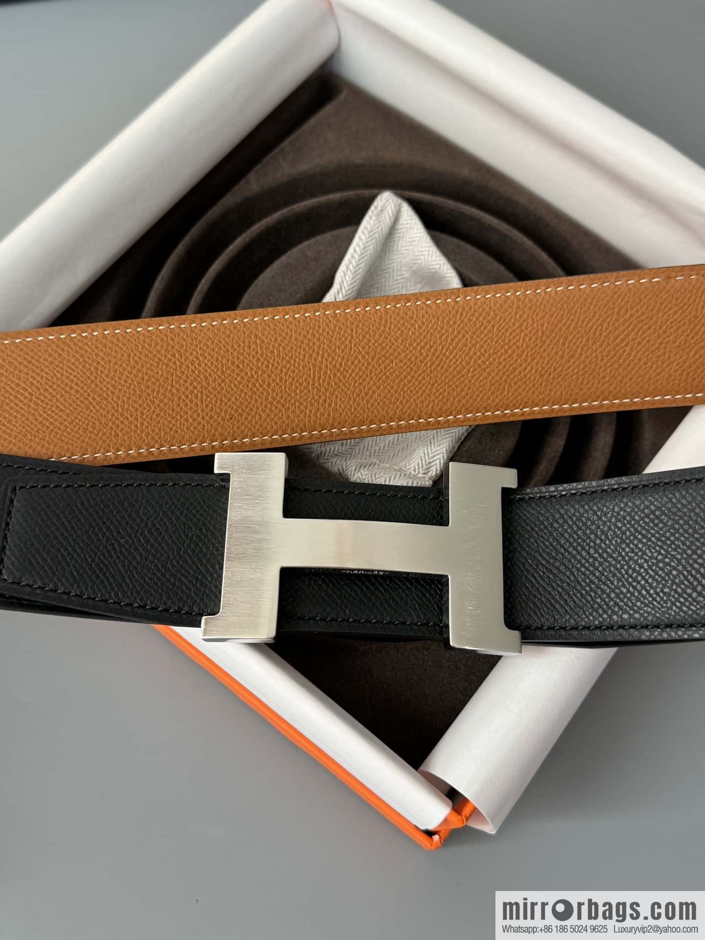 HERMES Double-sided imported palm texture 38mm belt
