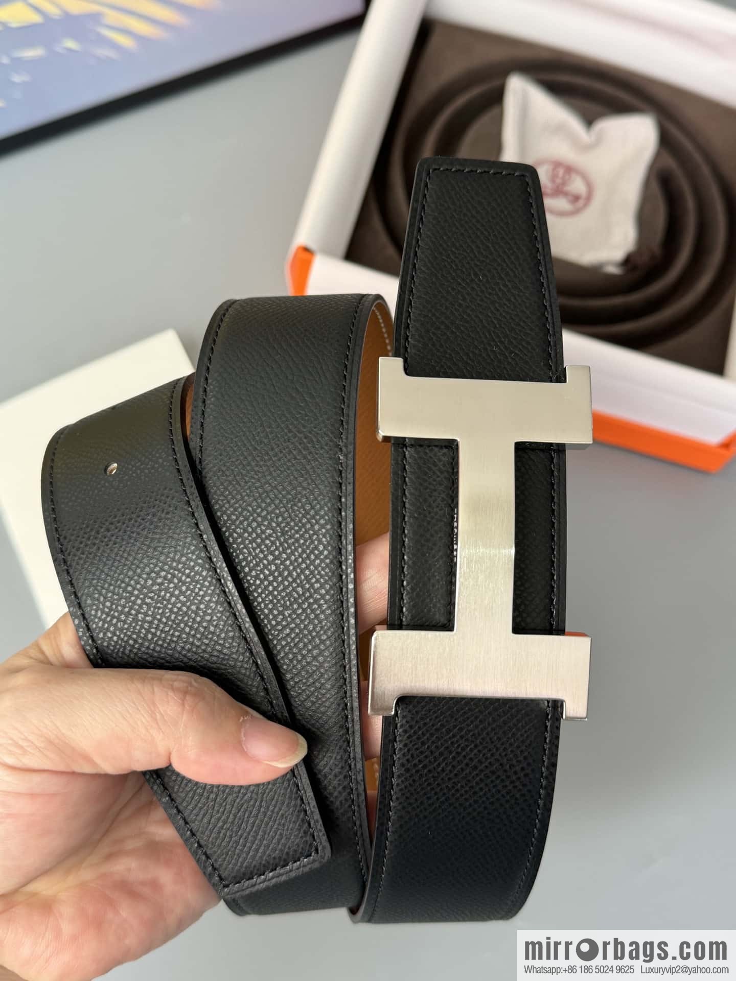 HERMES Double-sided imported palm texture 38mm belt