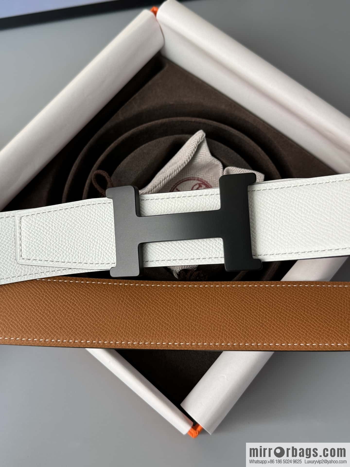 HERMES Double-sided imported palm texture 38mm belt