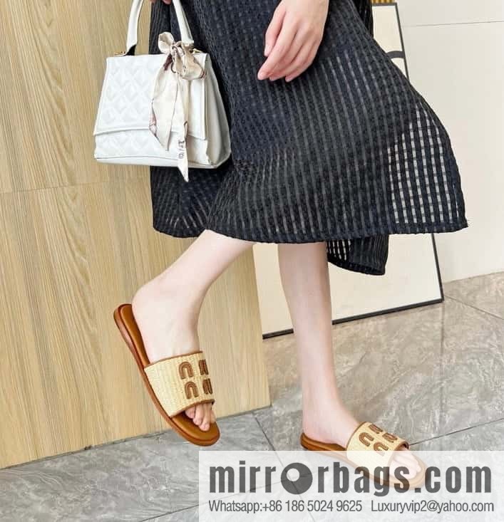Miao Miao | | Spring and summer raffia woven alphabet slippers