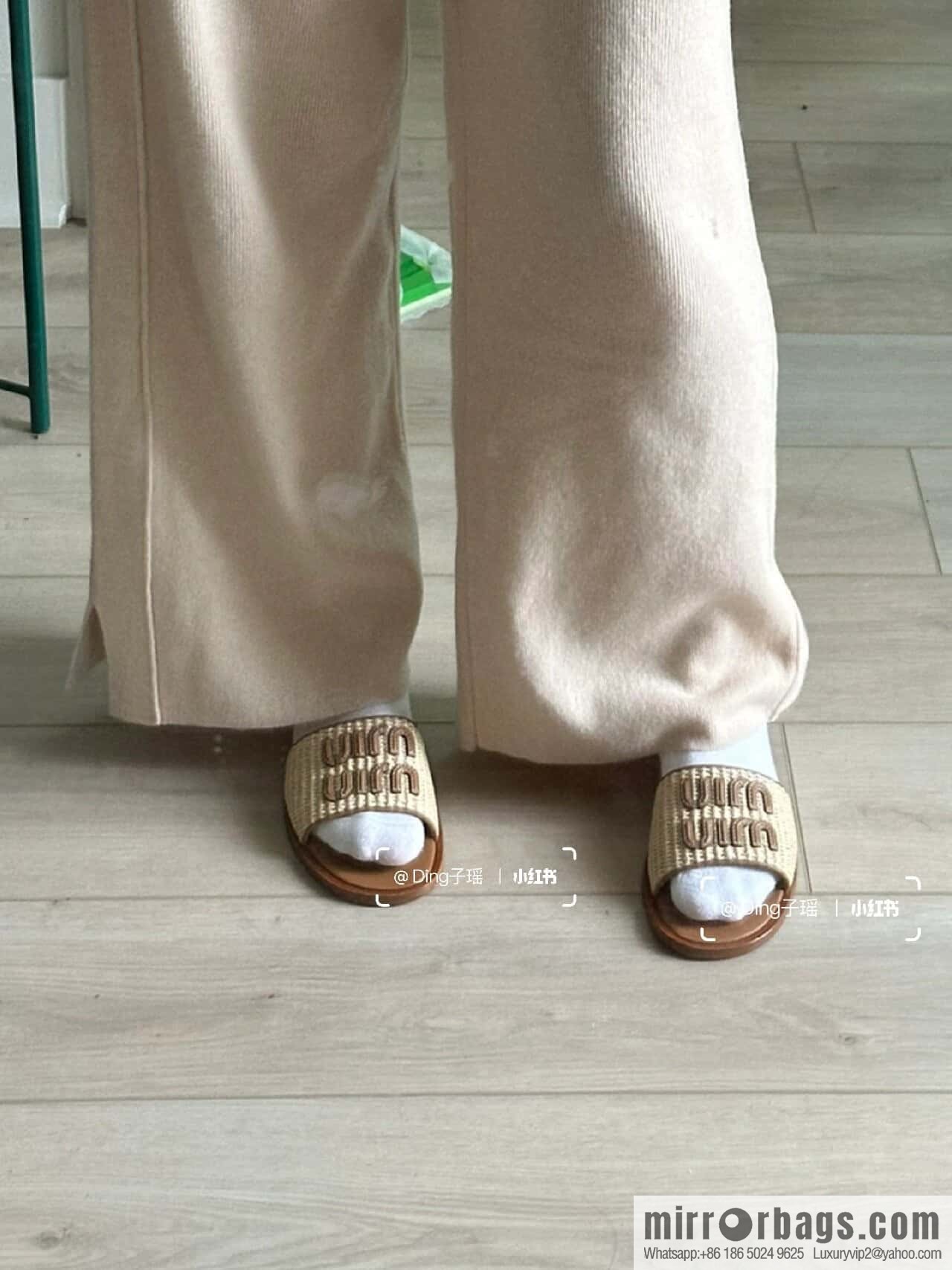 Miao Miao | | Spring and summer raffia woven alphabet slippers