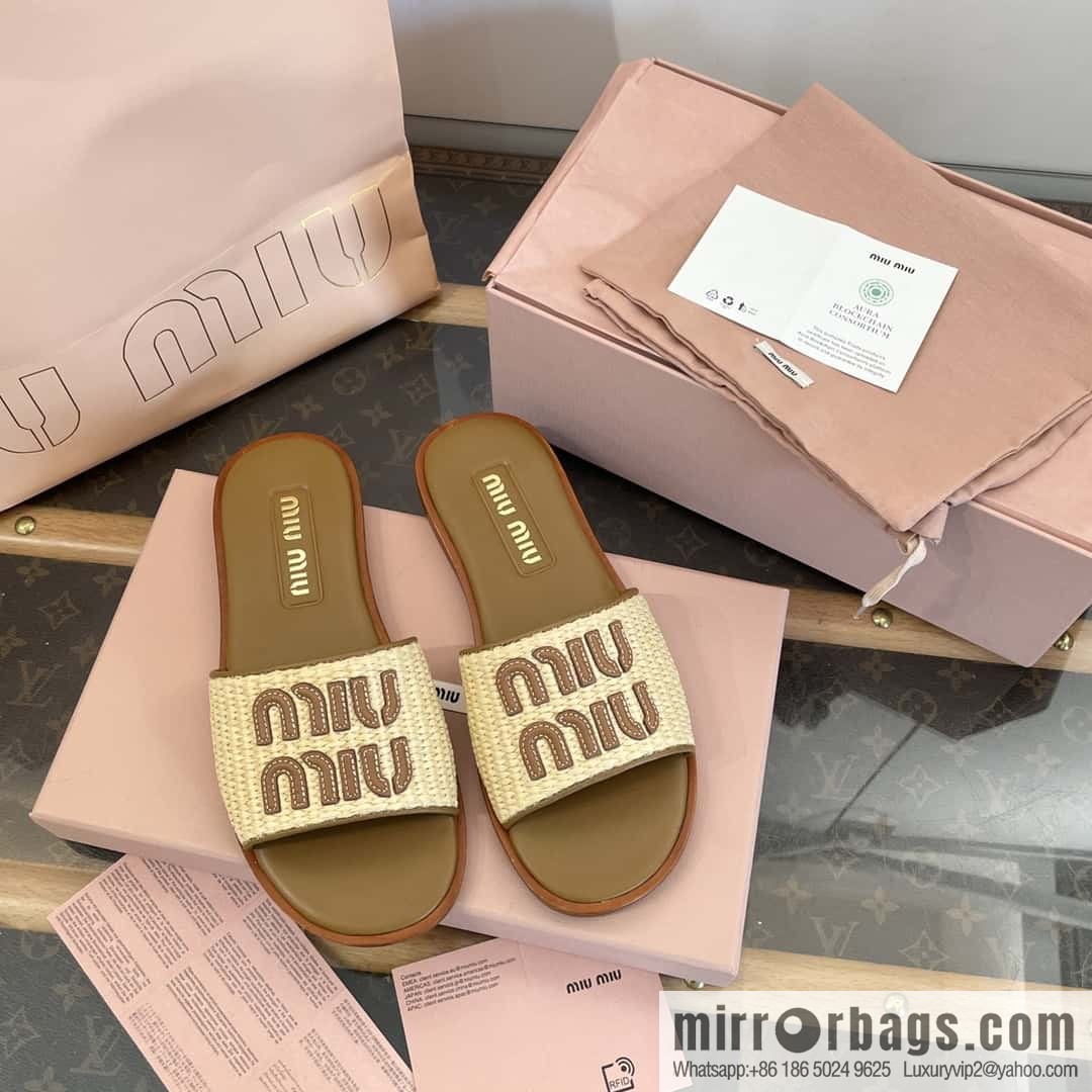 Miao Miao | | Spring and summer raffia woven alphabet slippers