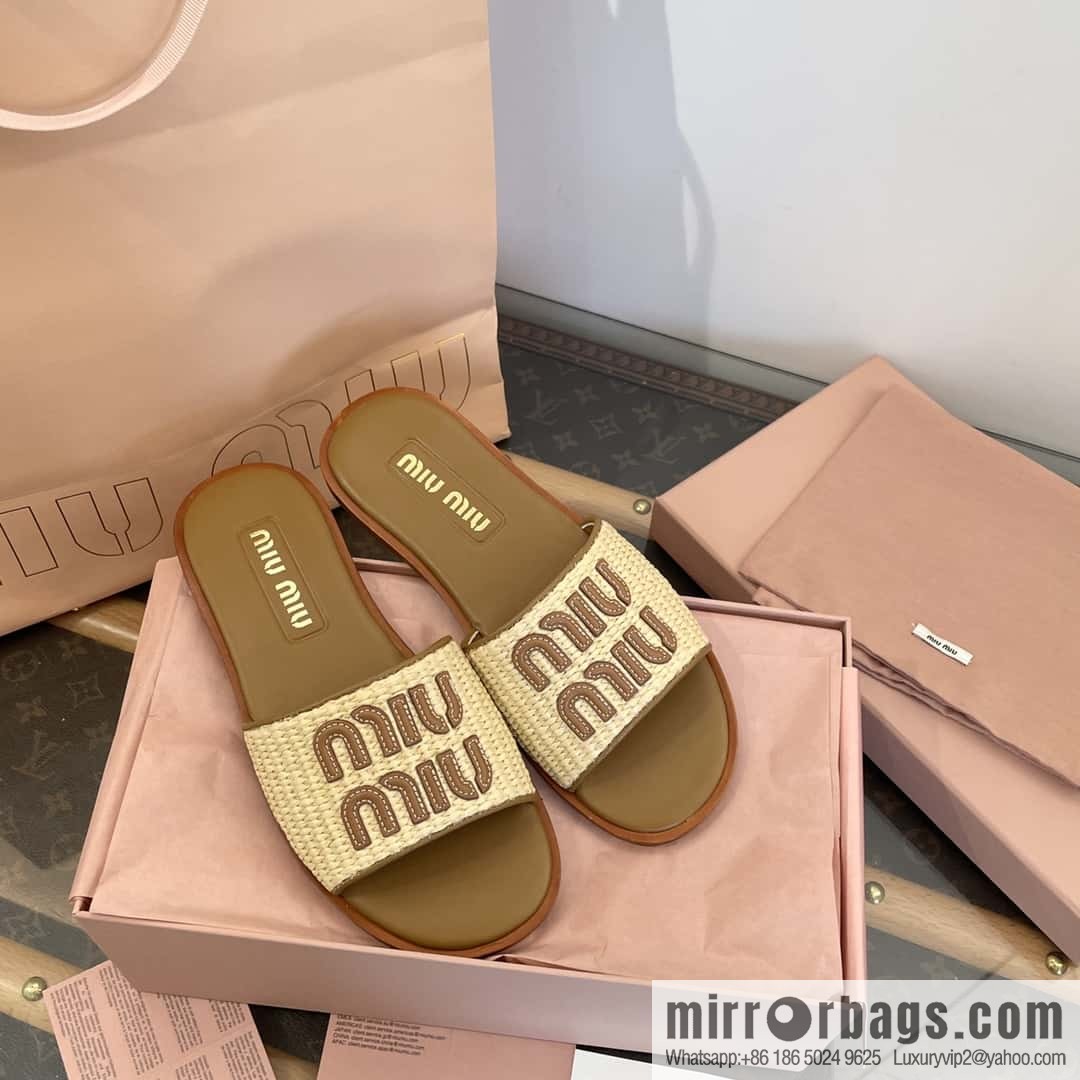 Miao Miao | | Spring and summer raffia woven alphabet slippers