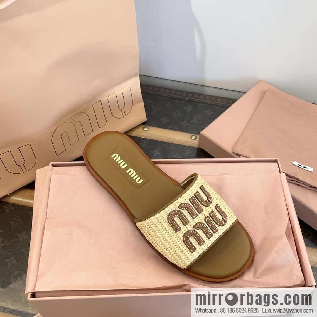 Miao Miao | | Spring and summer raffia woven alphabet slippers
