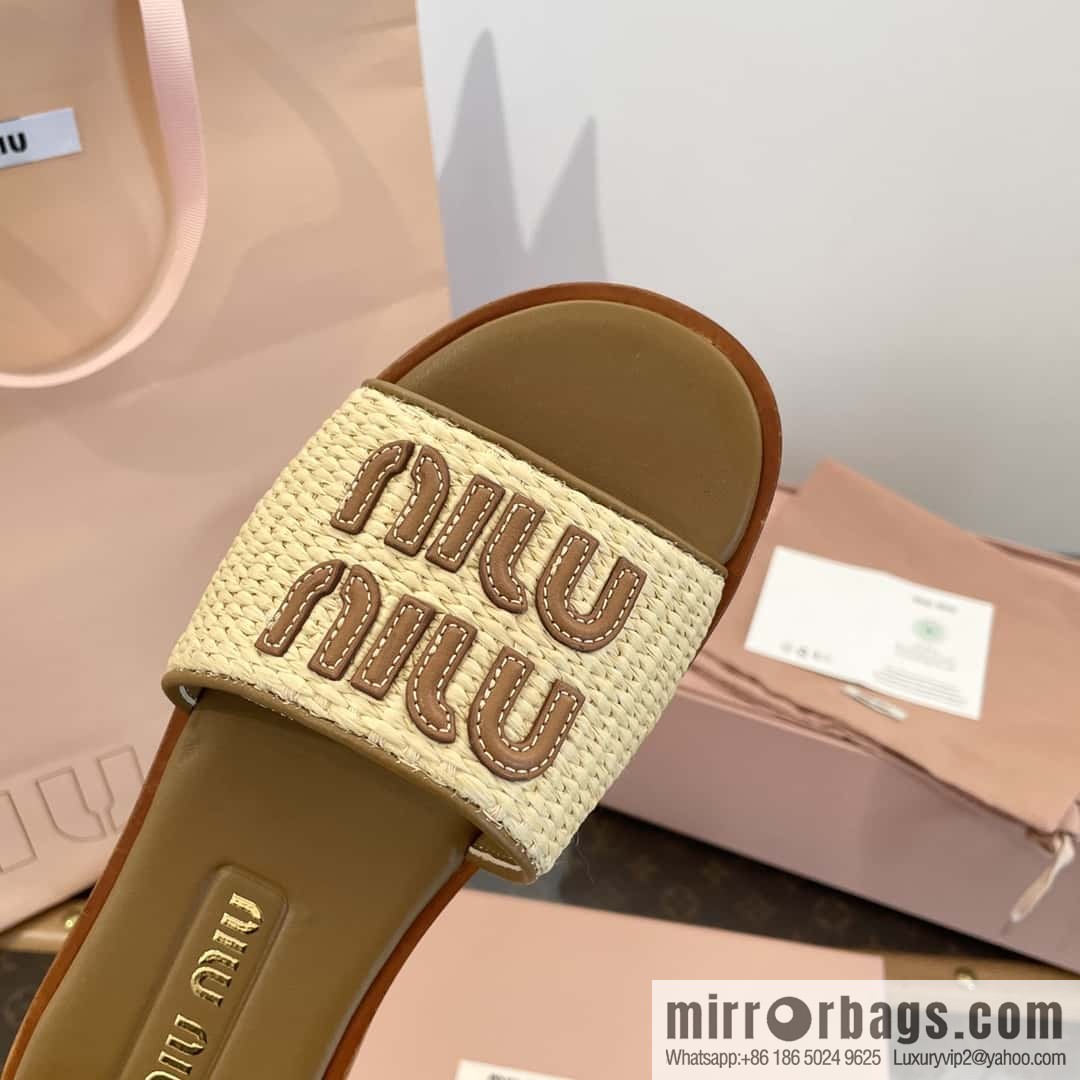 Miao Miao | | Spring and summer raffia woven alphabet slippers