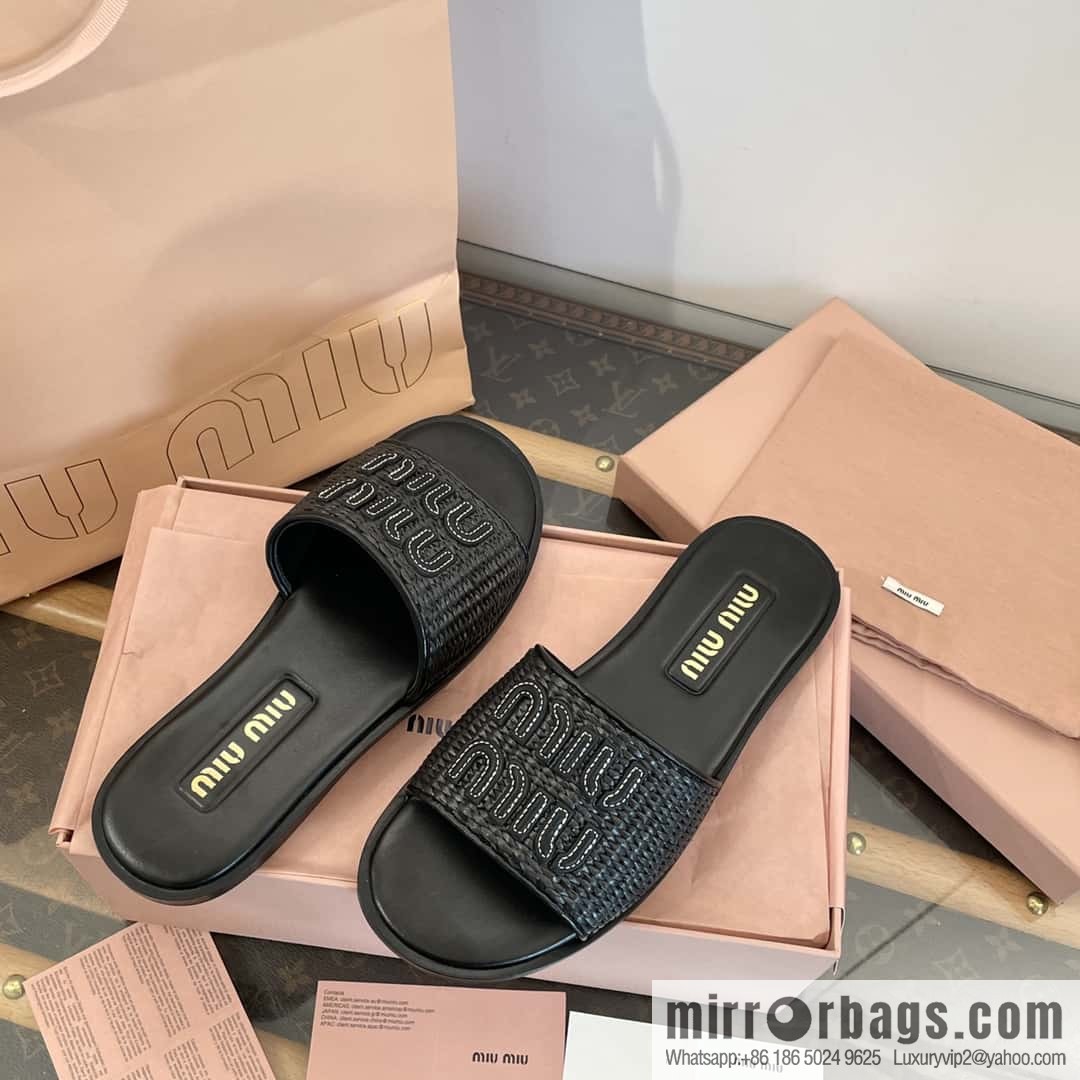 Miao Miao | | Spring and summer raffia woven alphabet slippers