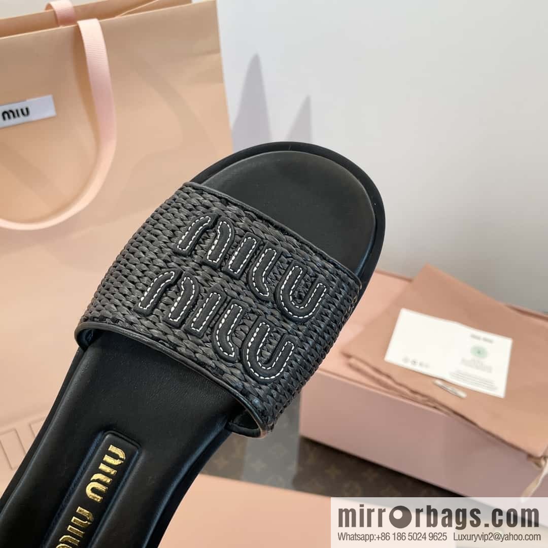 Miao Miao | | Spring and summer raffia woven alphabet slippers