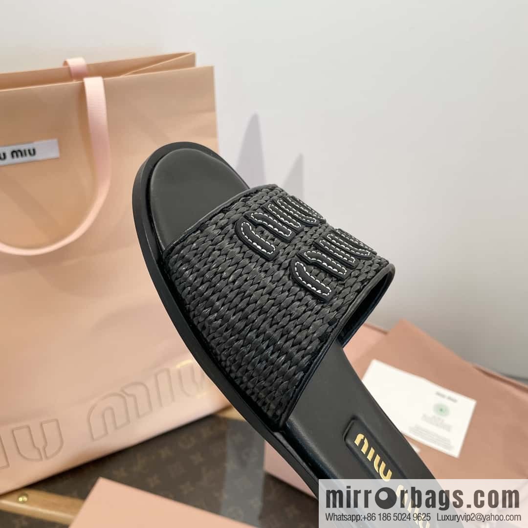 Miao Miao | | Spring and summer raffia woven alphabet slippers