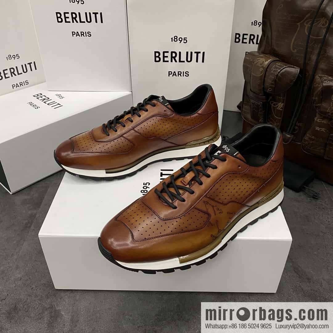 💋💍Berlut Bruti, Upgraded Third Generation Private Model Outsole Fast Track Leather Sneakers