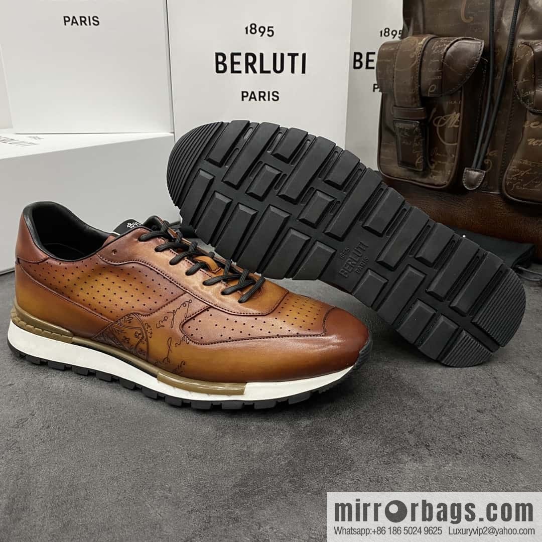 💋💍Berlut Bruti, Upgraded Third Generation Private Model Outsole Fast Track Leather Sneakers