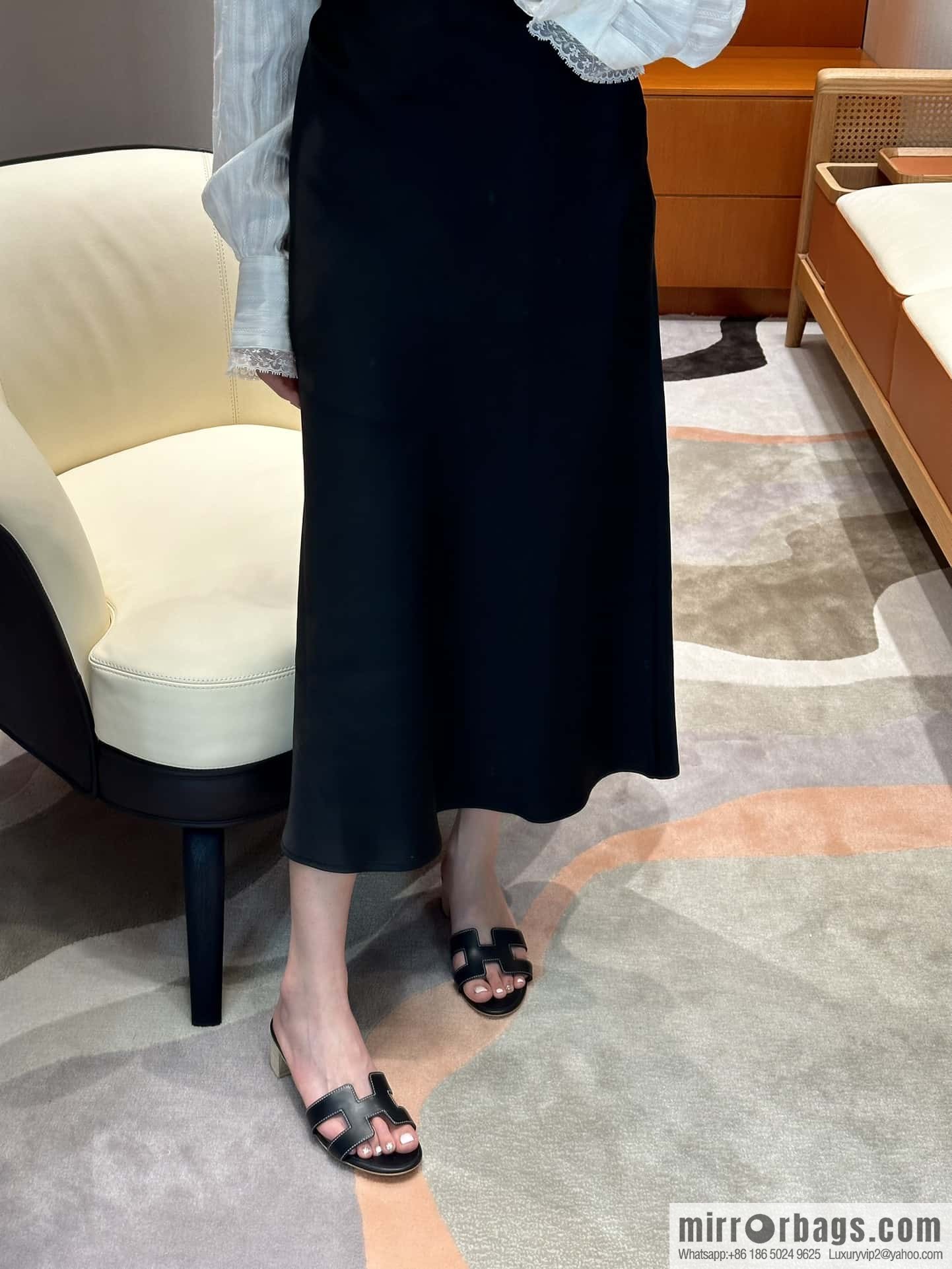 HERMES 185 Oasis High Heel Sandals, Black/ck89/noir /Swift