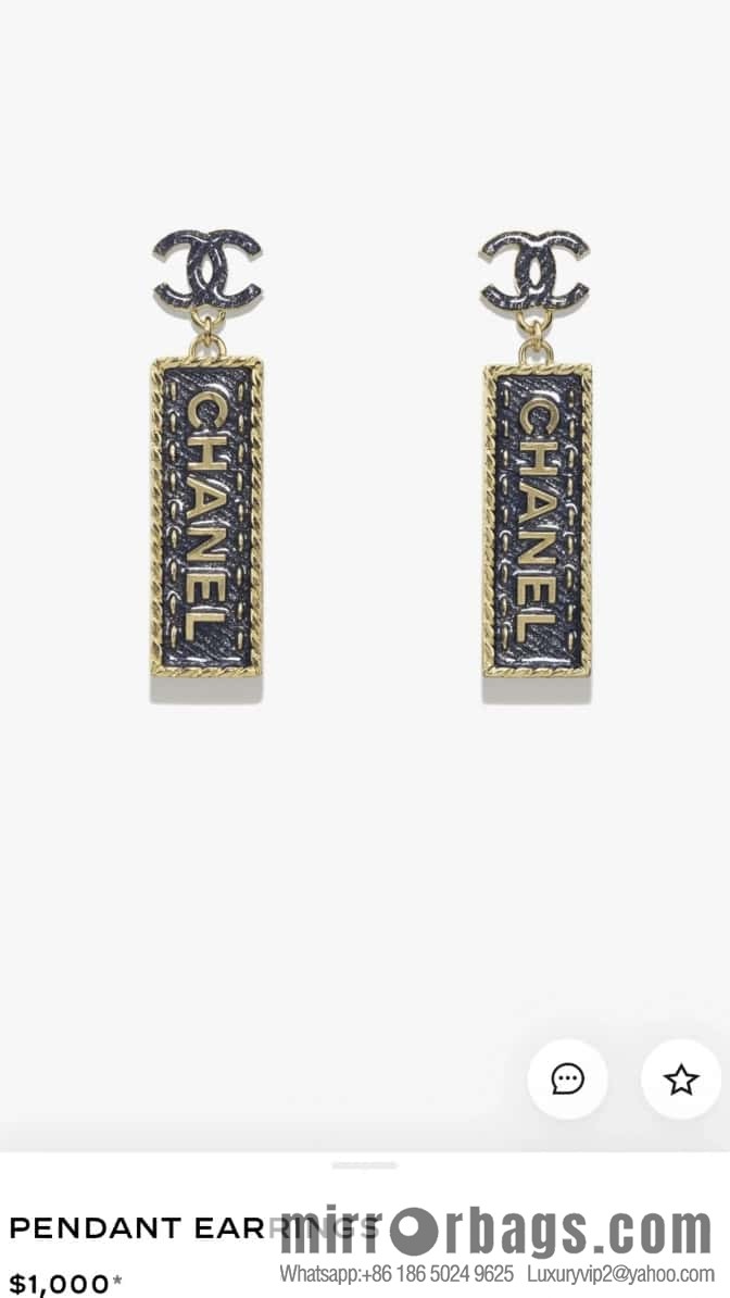❗️New ❗️☀️ new ☑️ chanel c2 double c denim strip letter stud earrings ☀️