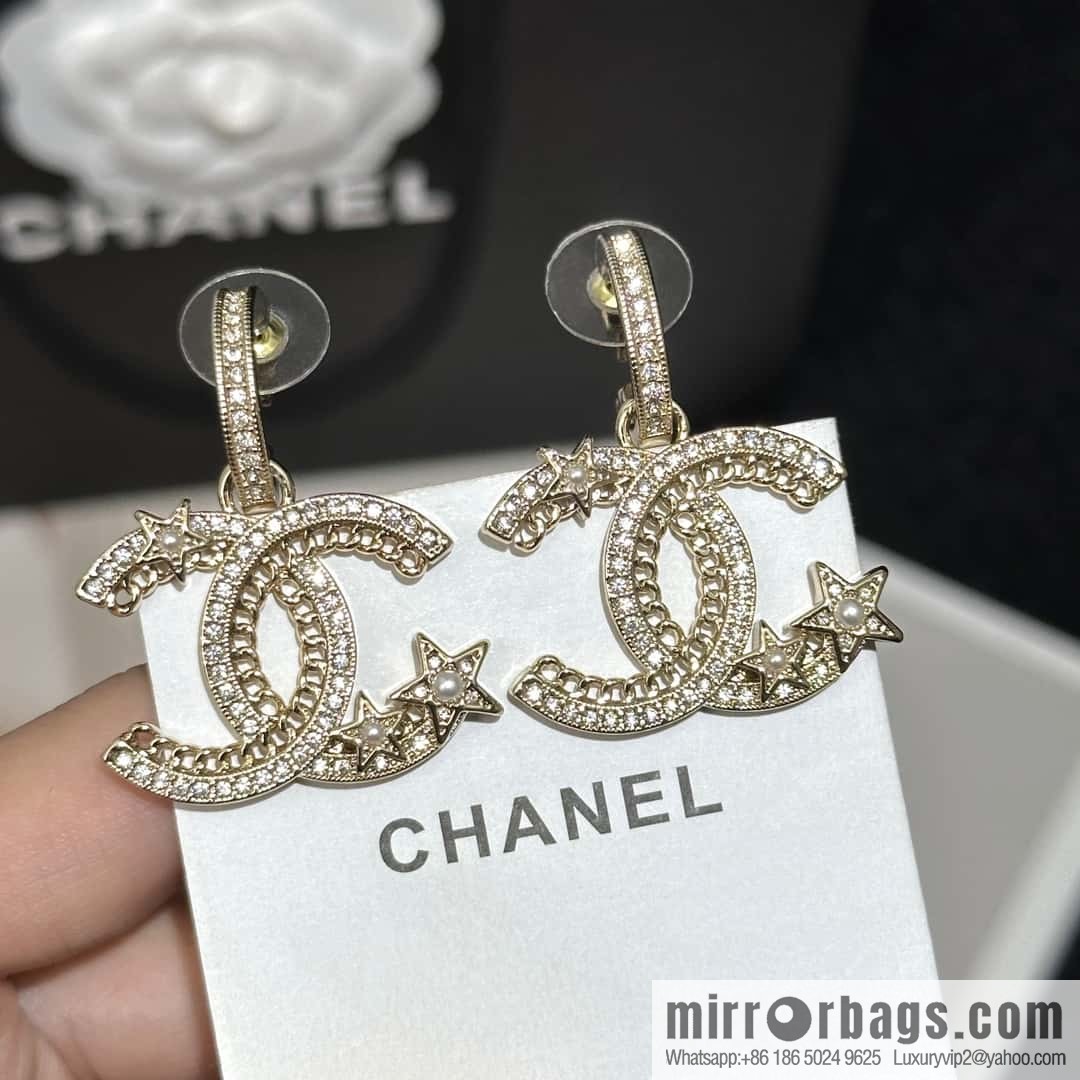 ❗️New ❗️☀️ new ☑️ chanel c2 double c hollow star ⭐ pentagram earrings ☀️