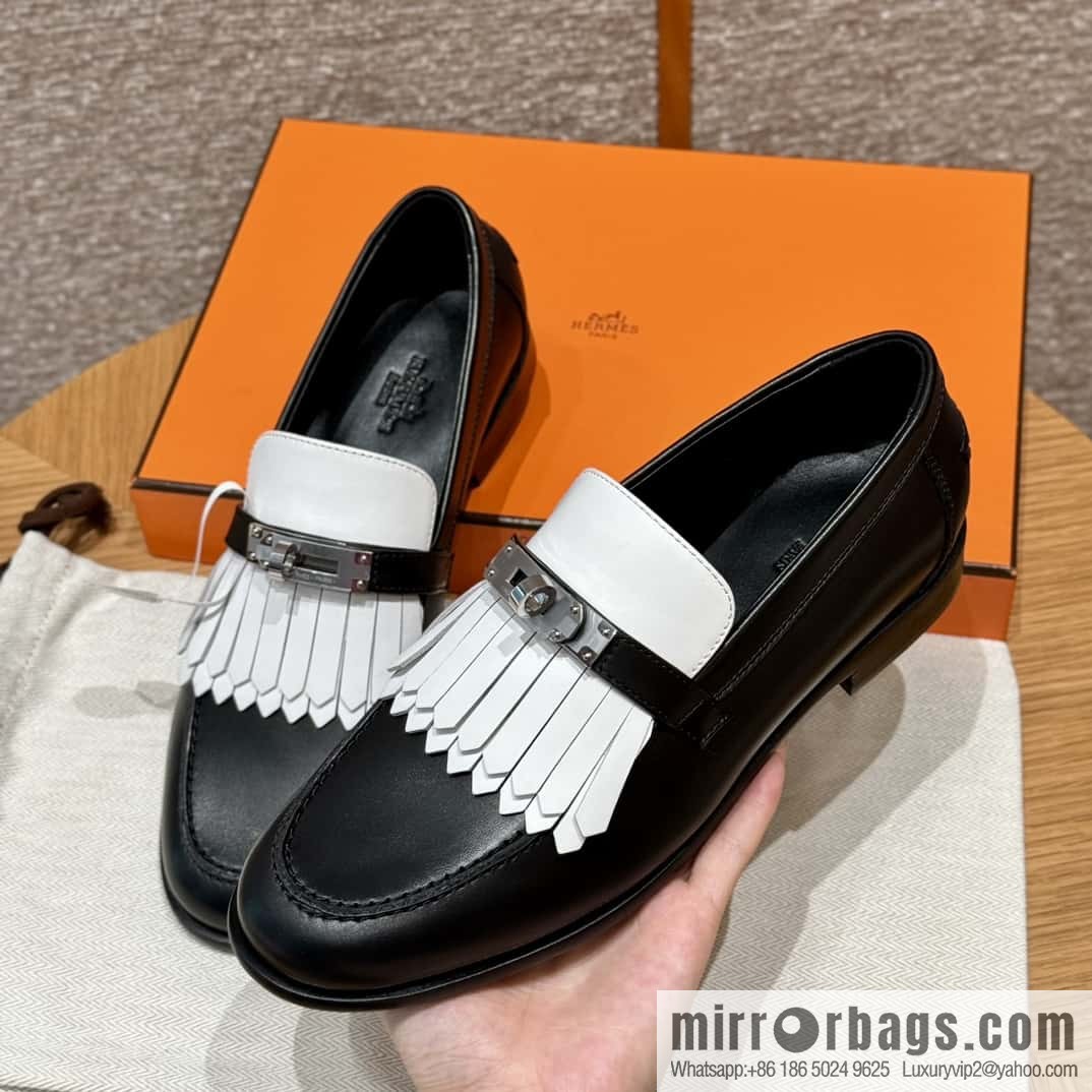 HERMES 227Destin loafers, black/ck89/noir calfskin/calfskin