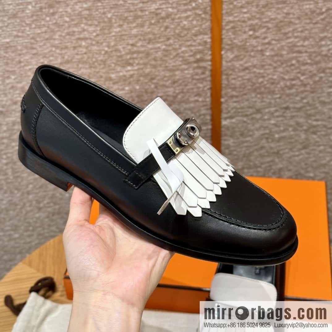HERMES 227Destin loafers, black/ck89/noir calfskin/calfskin