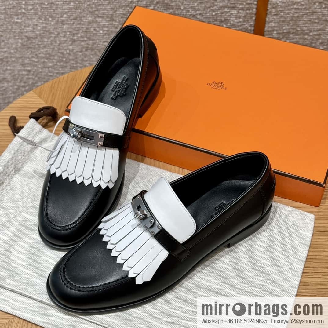 HERMES 227Destin loafers, black/ck89/noir calfskin/calfskin