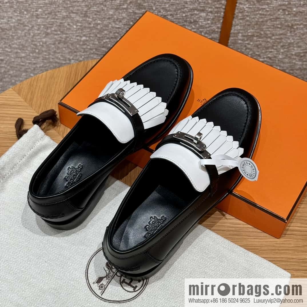 HERMES 227Destin loafers, black/ck89/noir calfskin/calfskin