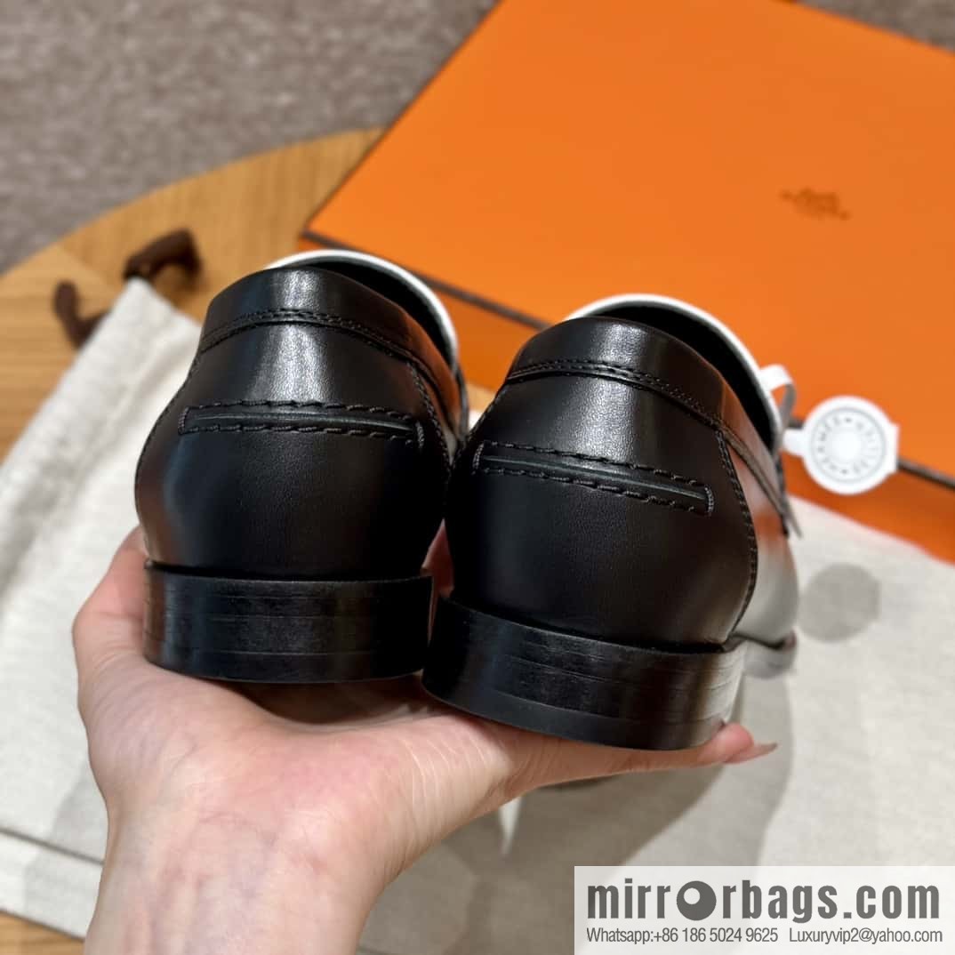 HERMES 227Destin loafers, black/ck89/noir calfskin/calfskin