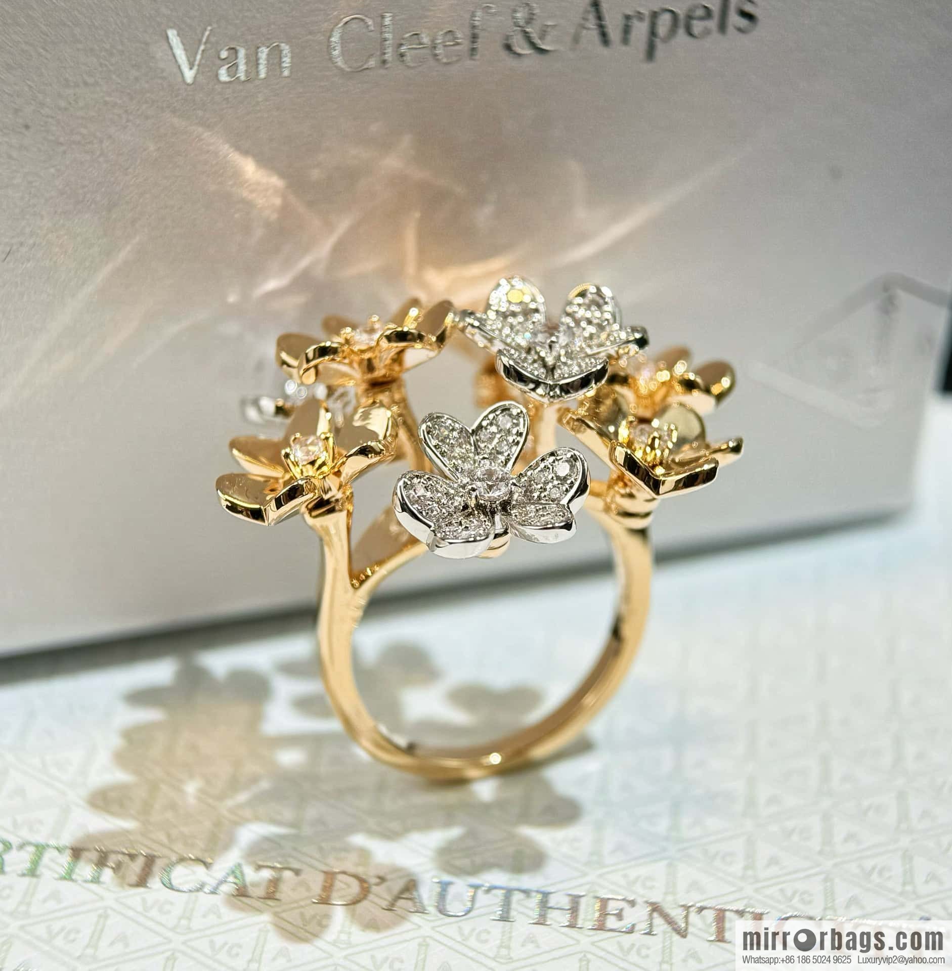 ❗️New ❗️ ☀️ Original ☀️ Van Cleef & Arpels Frivole Ring 8 Clover Ring ☀️