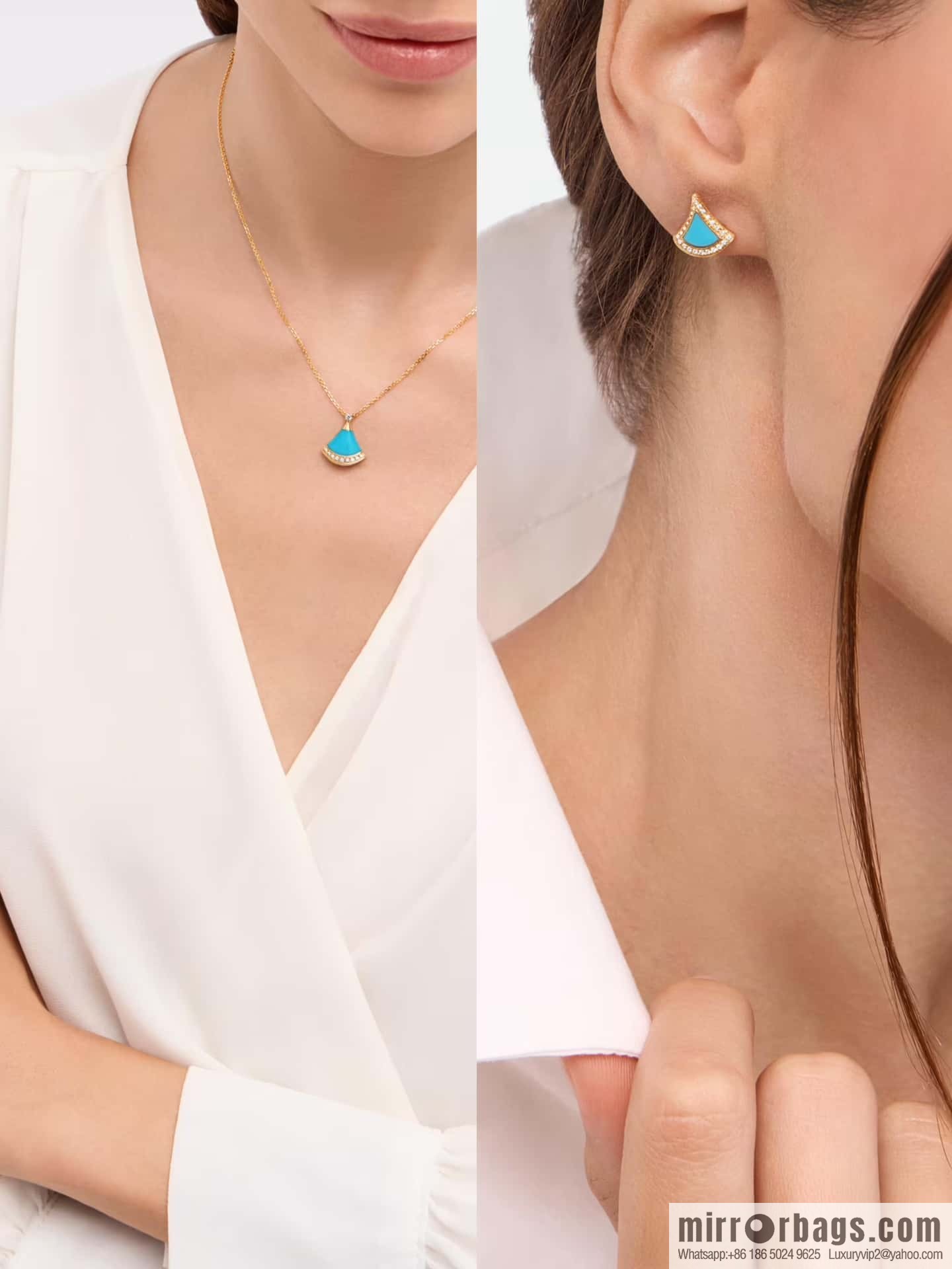 ❗️New ❗️ ☀️ BVLGARI DIVAS'DREAM Liu Yifei same turquoise fan necklace  ☀️