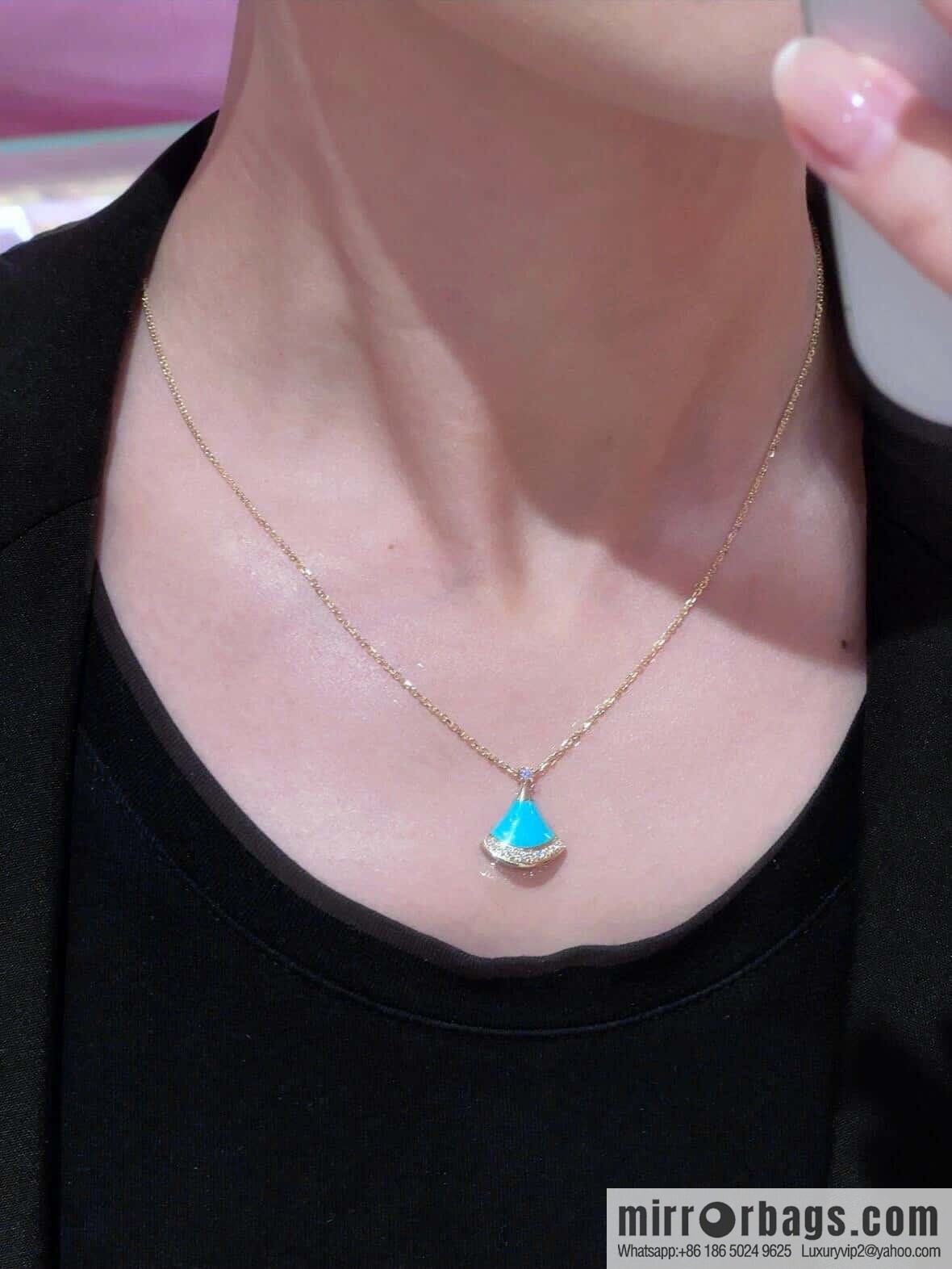 ❗️New ❗️ ☀️ BVLGARI DIVAS'DREAM Liu Yifei same turquoise fan necklace  ☀️