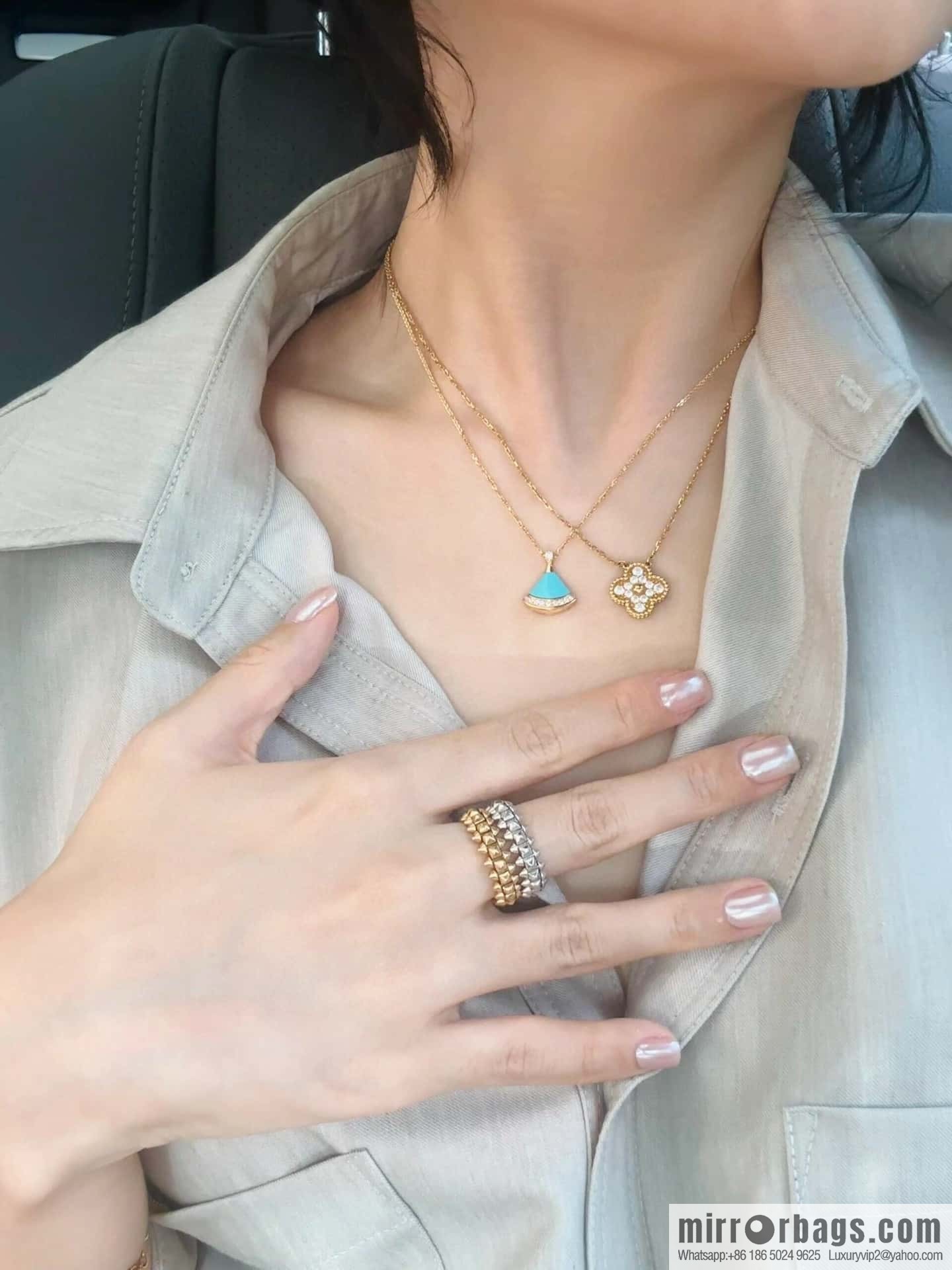 ❗️New ❗️ ☀️ BVLGARI DIVAS'DREAM Liu Yifei same turquoise fan necklace  ☀️