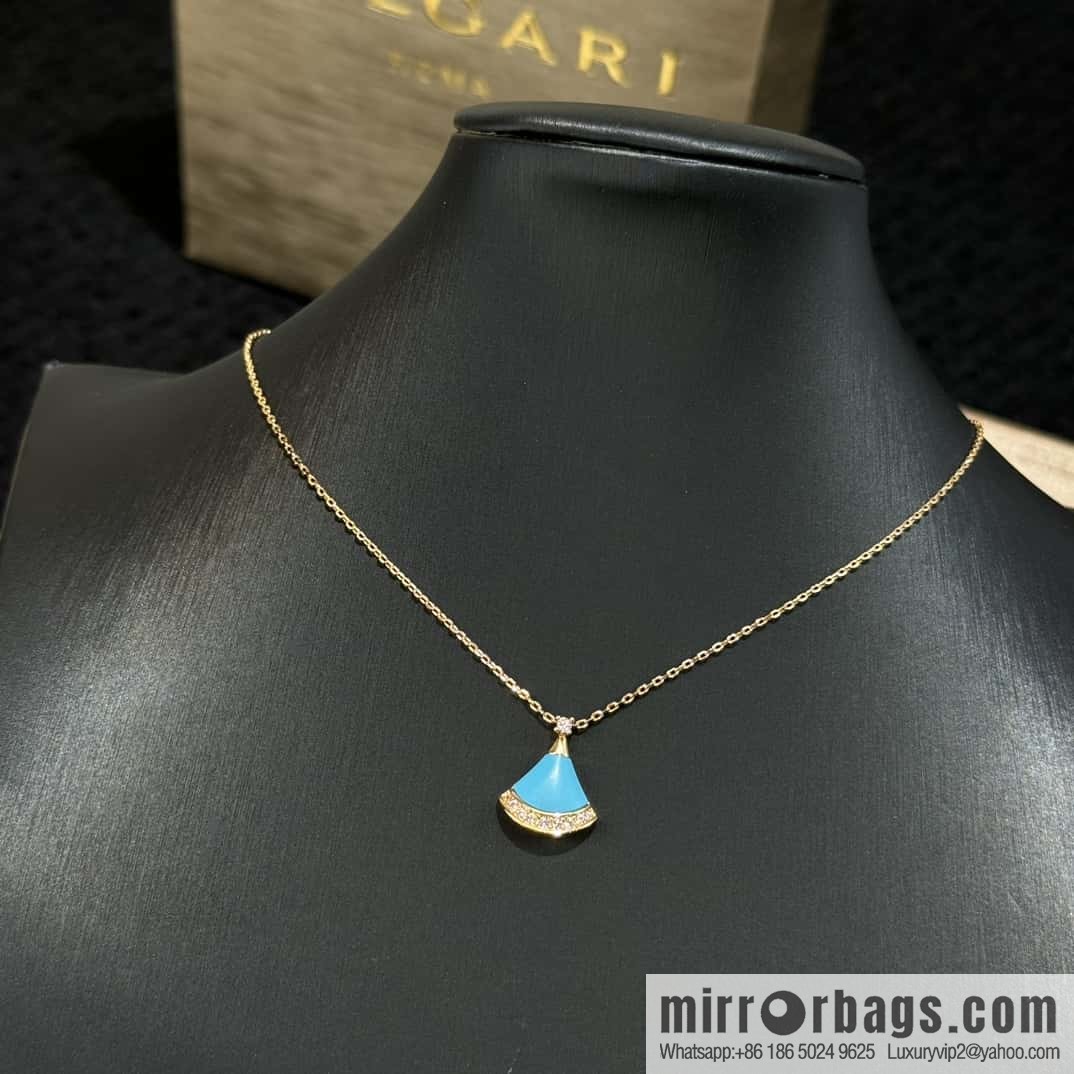 ❗️New ❗️ ☀️ BVLGARI DIVAS'DREAM Liu Yifei same turquoise fan necklace  ☀️