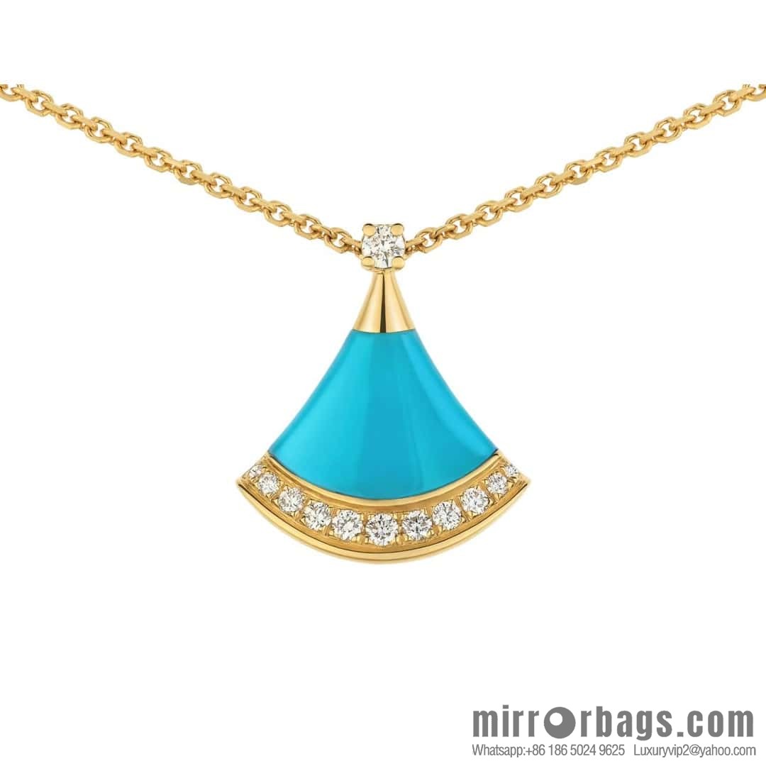 ❗️New ❗️ ☀️ BVLGARI DIVAS'DREAM Liu Yifei same turquoise fan necklace  ☀️