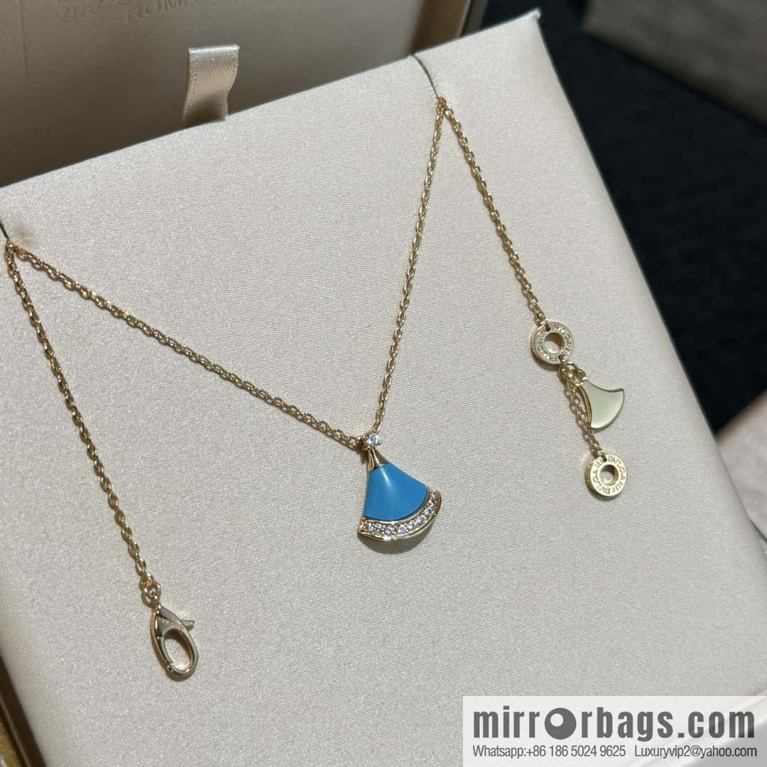 ❗️New ❗️ ☀️ BVLGARI DIVAS'DREAM Liu Yifei same turquoise fan necklace  ☀️