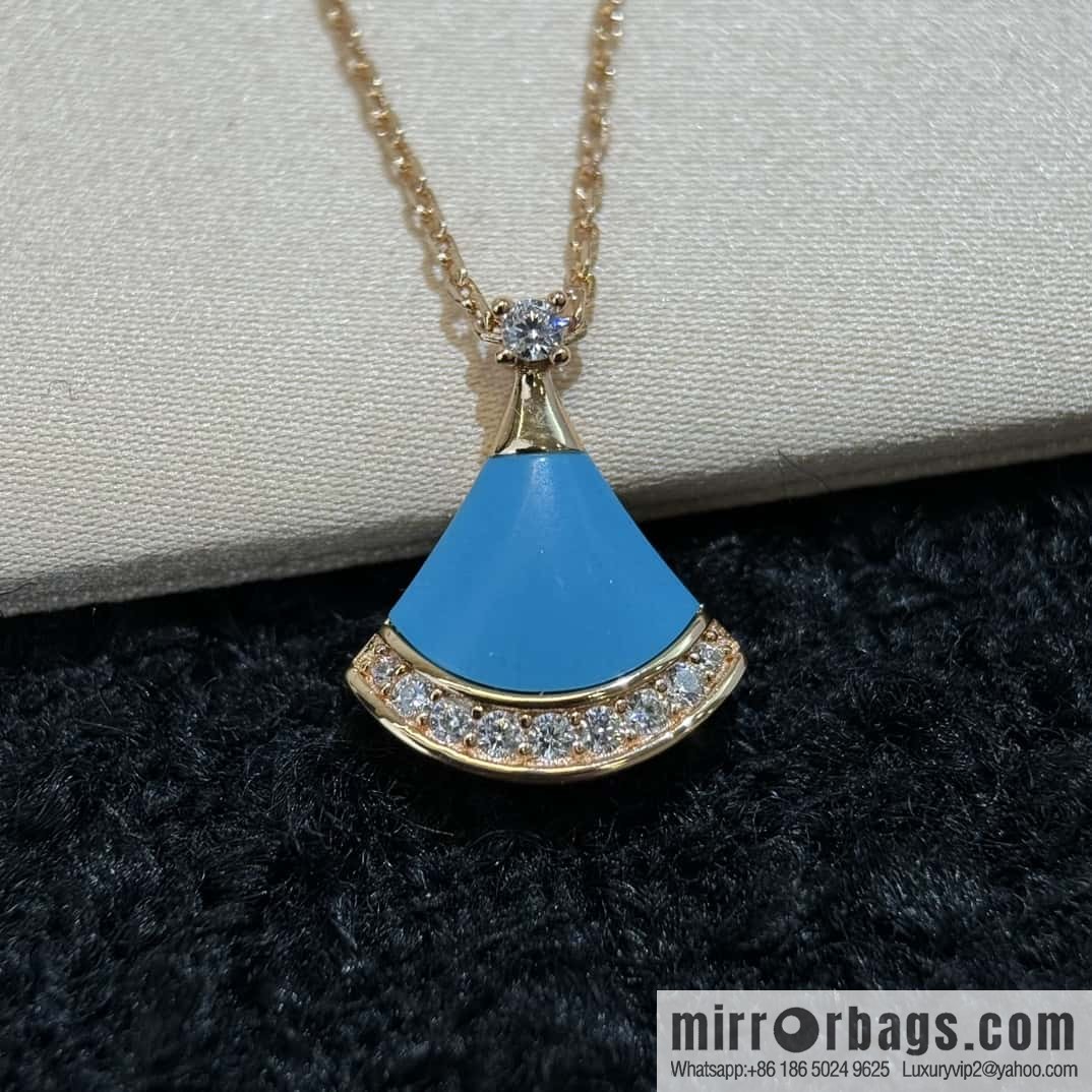 ❗️New ❗️ ☀️ BVLGARI DIVAS'DREAM Liu Yifei same turquoise fan necklace  ☀️
