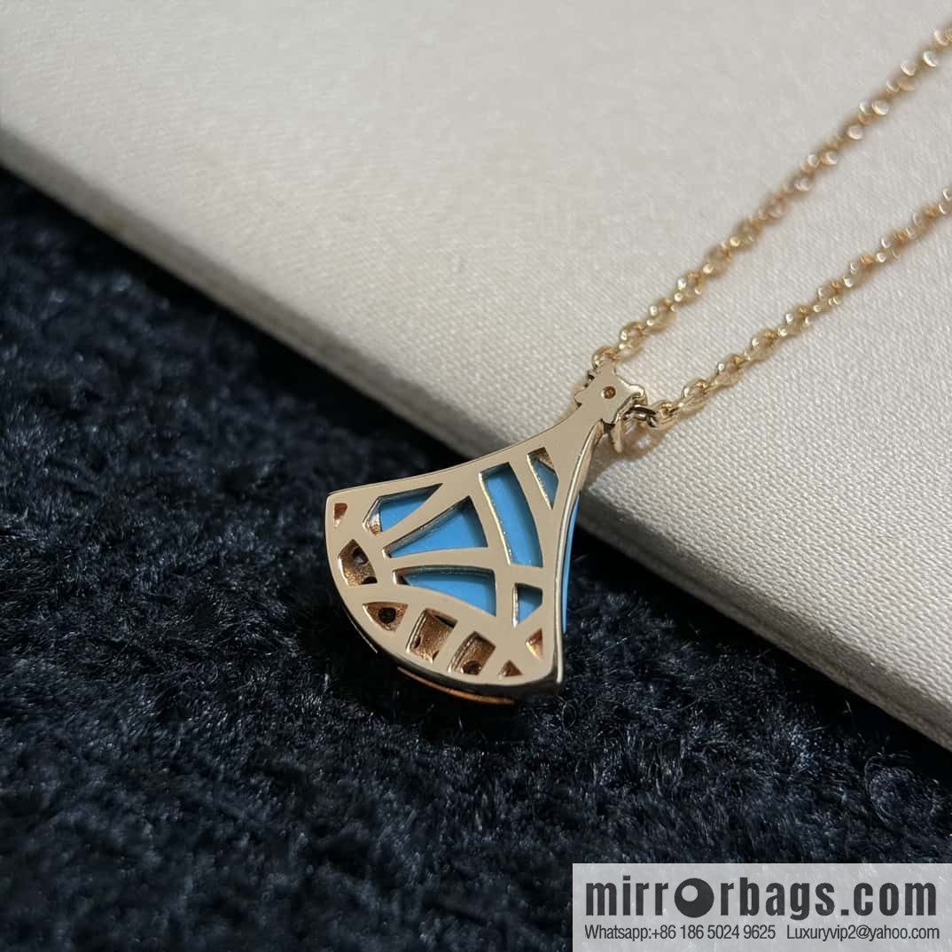 ❗️New ❗️ ☀️ BVLGARI DIVAS'DREAM Liu Yifei same turquoise fan necklace  ☀️