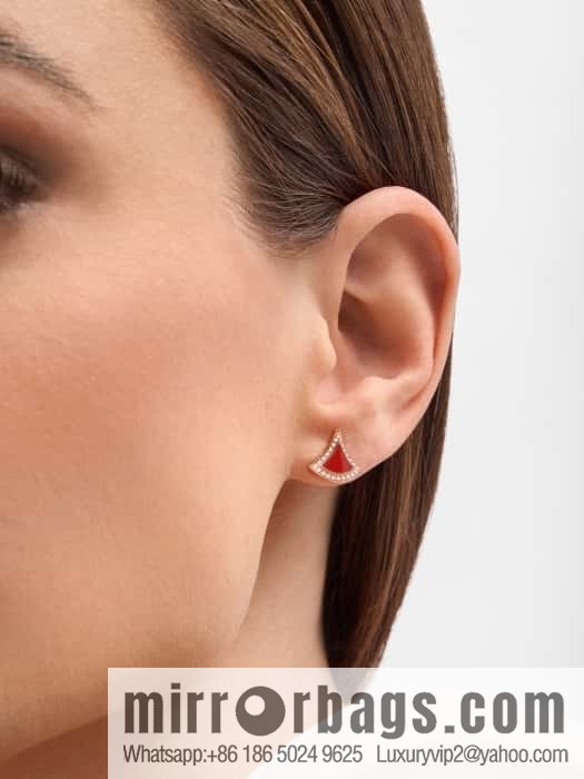 ❗️New ❗️ ☀️ BVLGARI DIVAS'DREAM with Diamond Chalcedony Turquoise Fan Stud Earrings ☀️