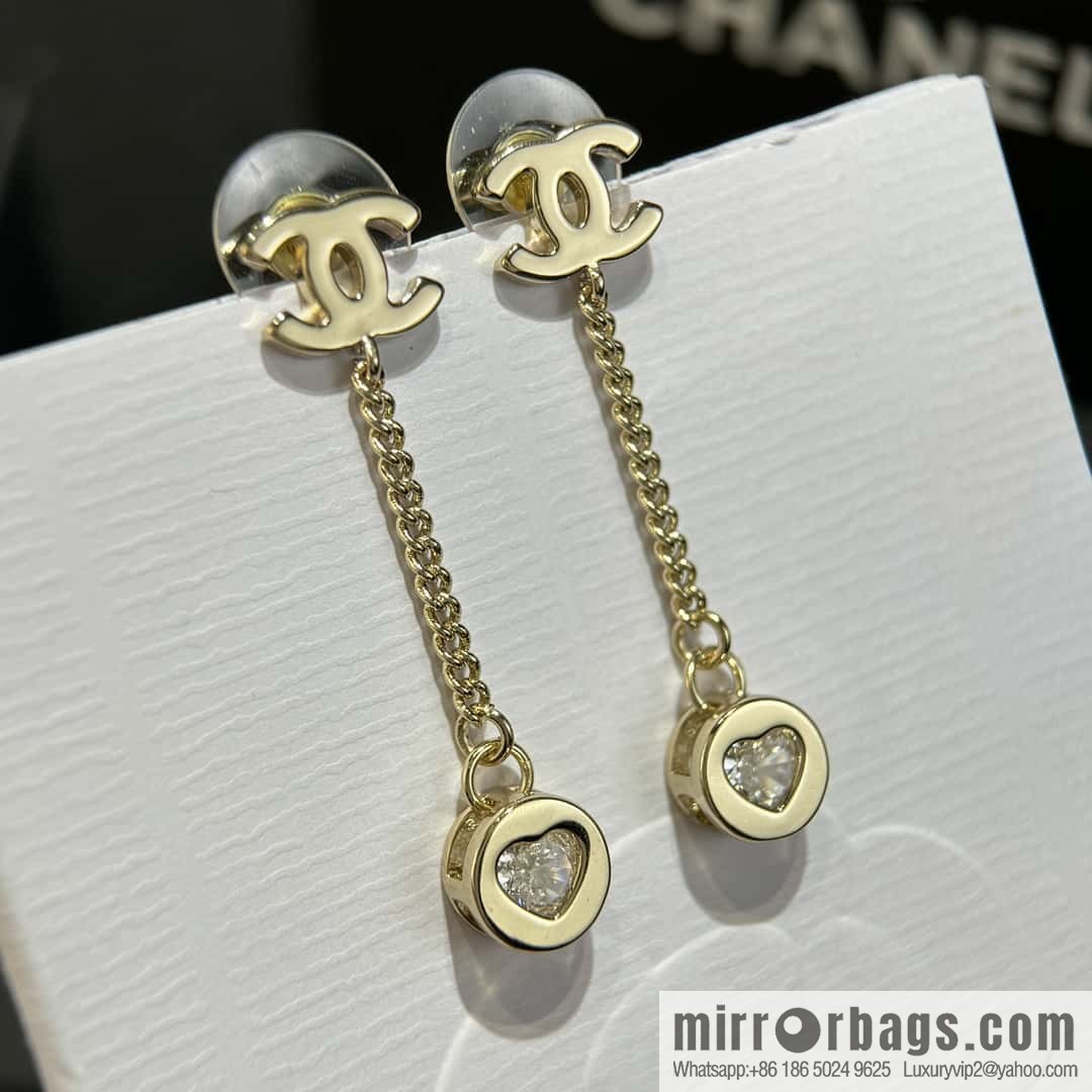 ❗️New ❗️☀️ new ☑️ chanel c2 double c peach heart love diamond earrings ☀️