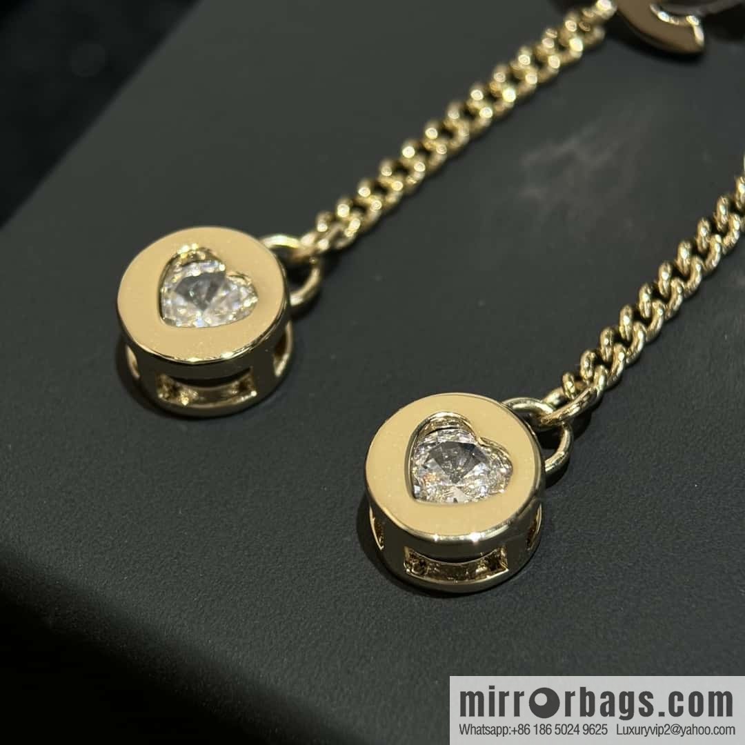 ❗️New ❗️☀️ new ☑️ chanel c2 double c peach heart love diamond earrings ☀️