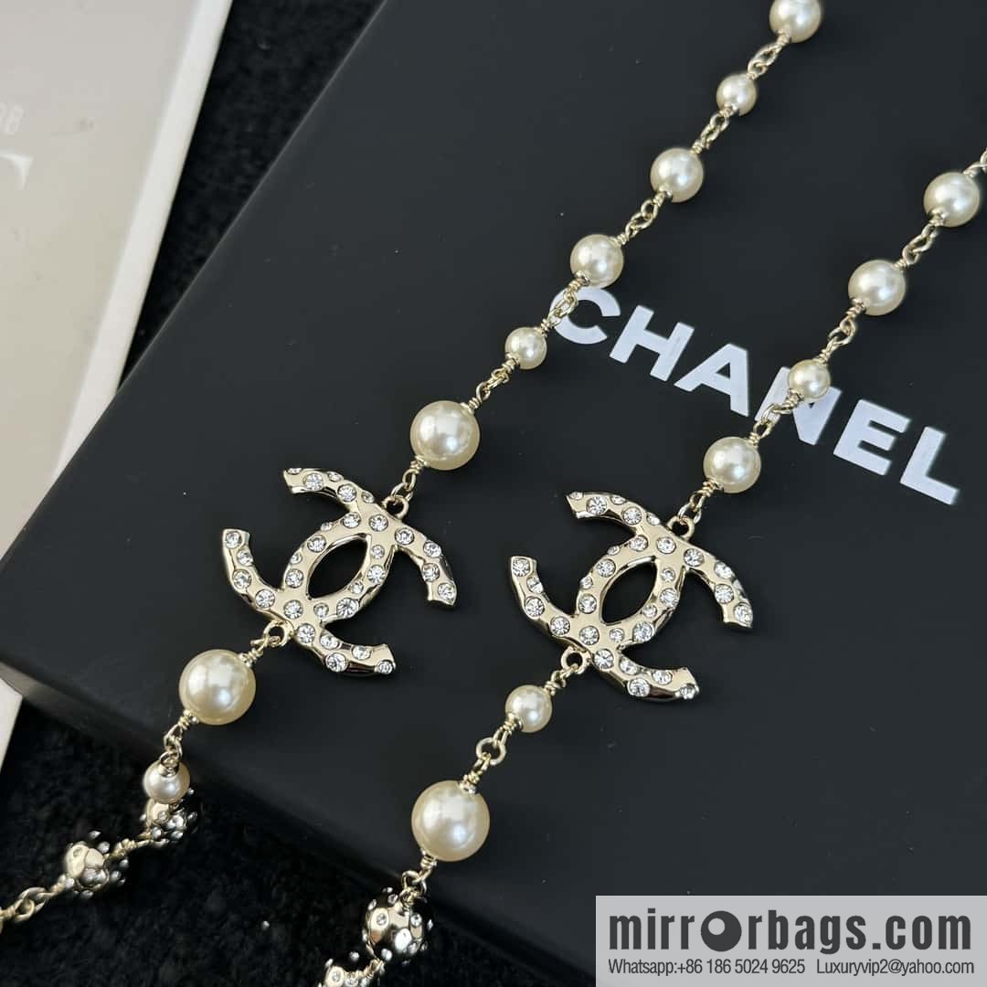❗️New ❗️ Chanel sweater chain necklace ☀️ new ☑️ Chanel double c pearl sweater chain necklace ☀️