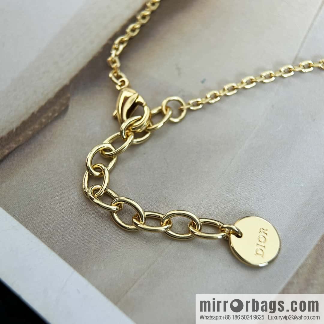 New Dior CD Alphabet Peach Heart Love Bracelet Necklace