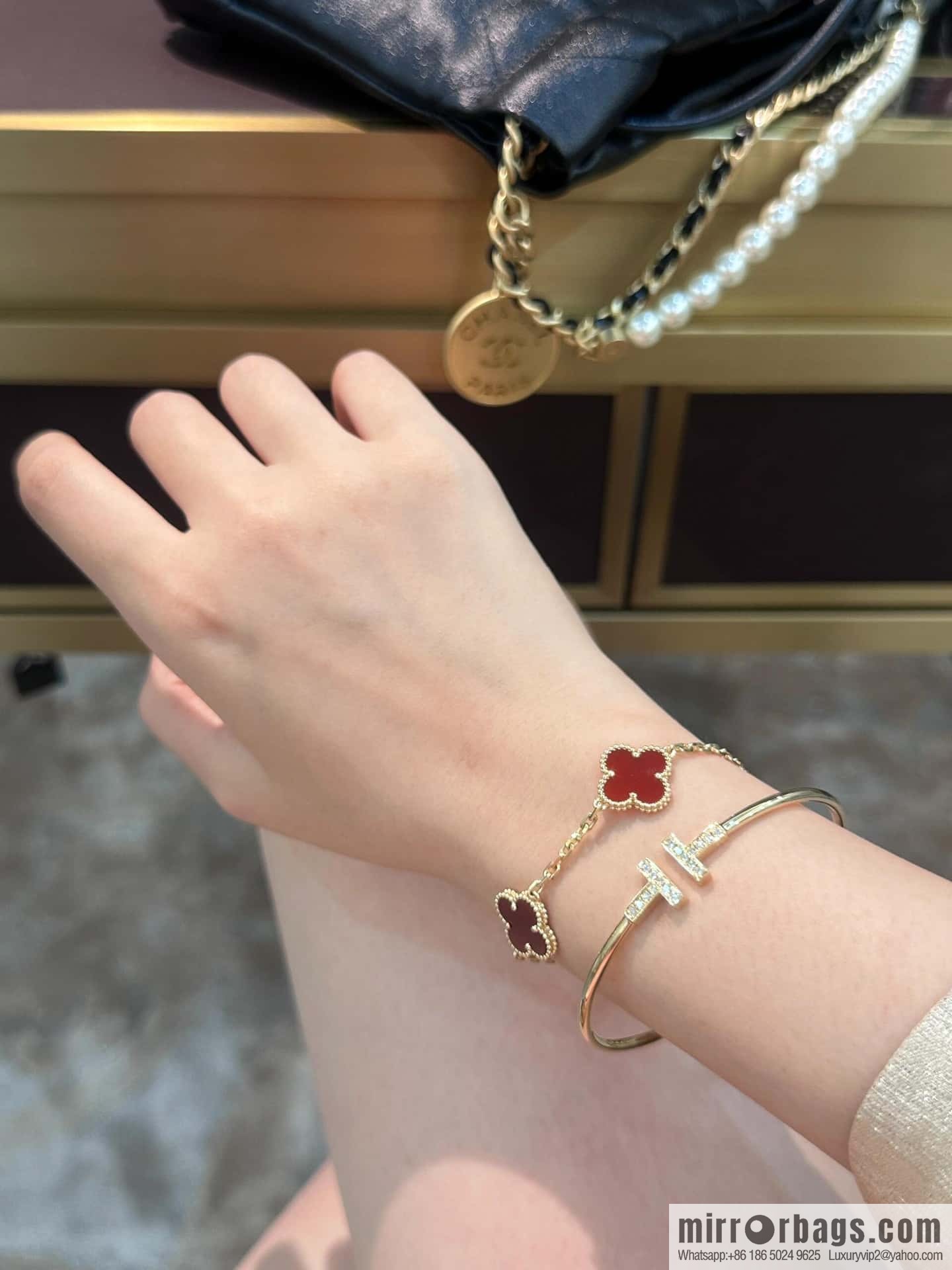 ❗️CNC version ❗️ ☀️ Van Cleef & Arpels agate four-leaf clover five-flower bracelet ☀